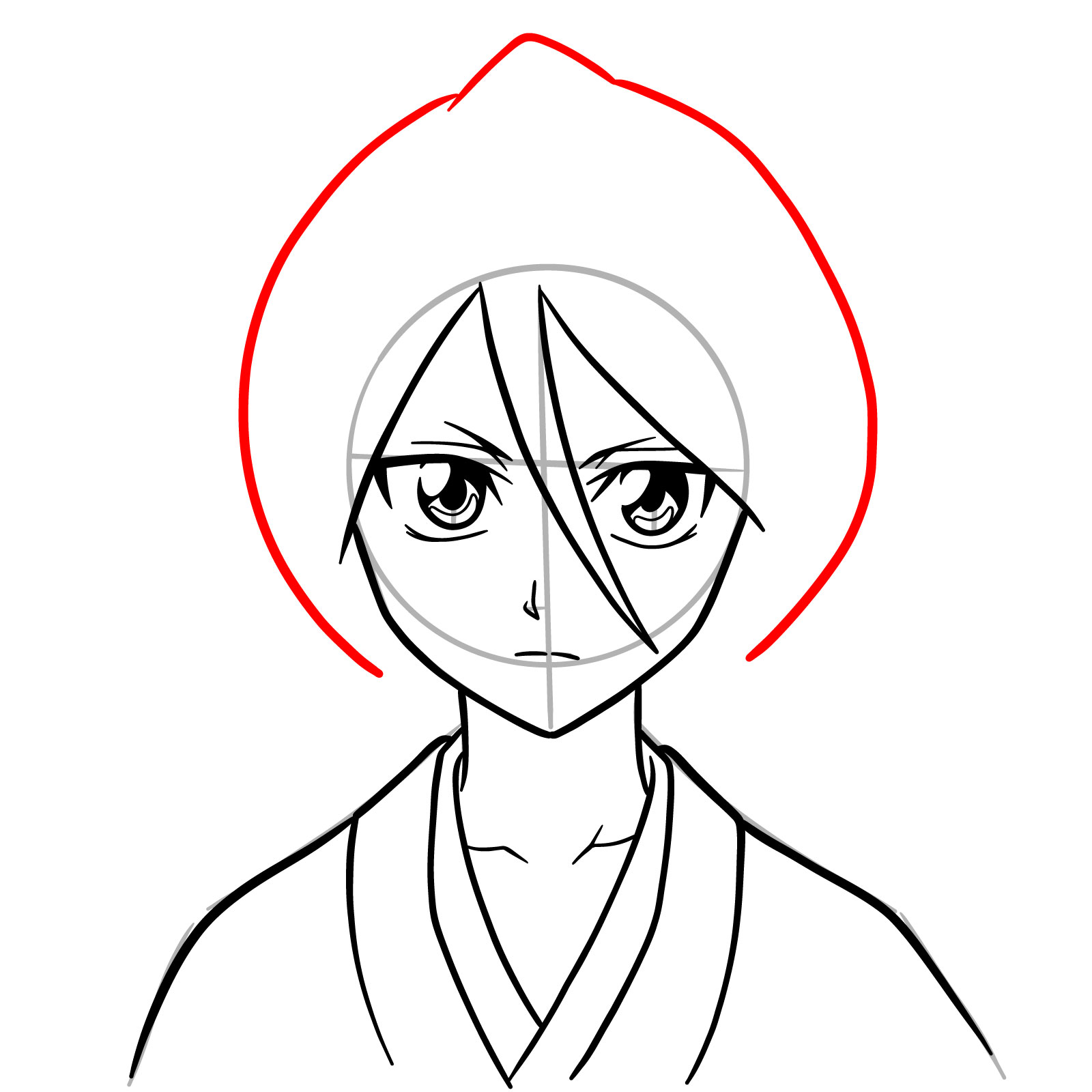 How to Draw Rukia Kuchiki's Face - step 11