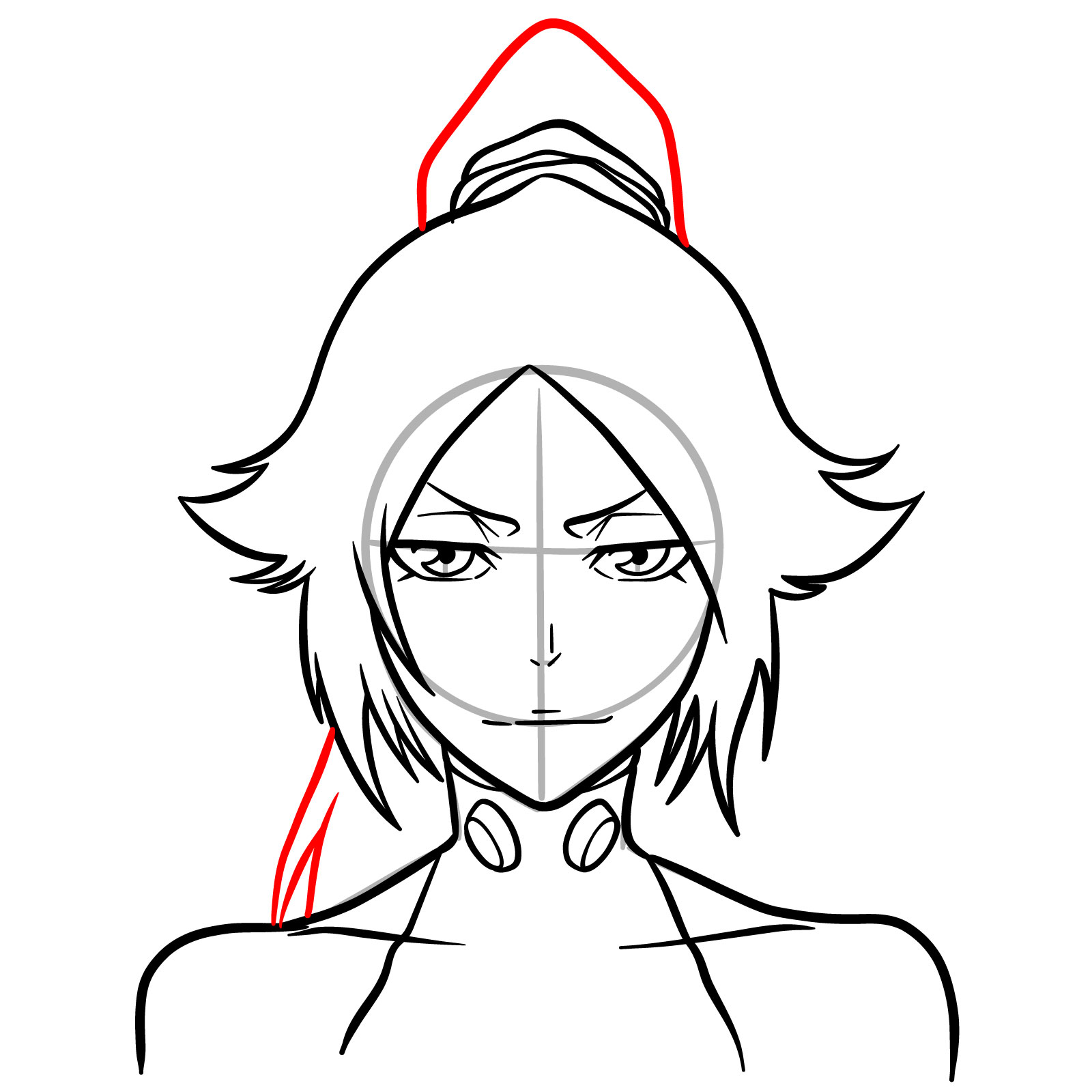 How to Draw Yoruichi’s Face - step 12
