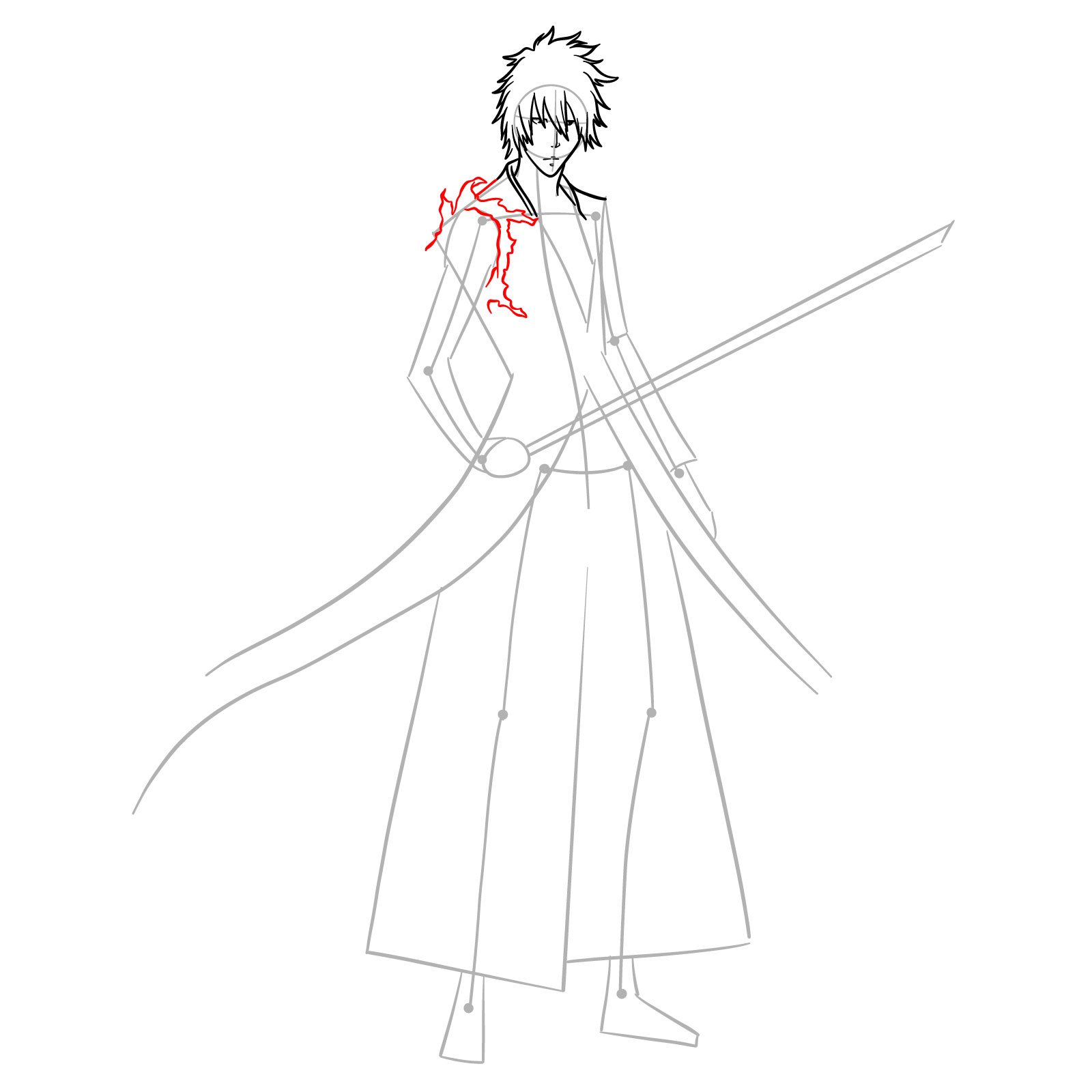 How to Draw Ichigo After Dangai Training - step 08