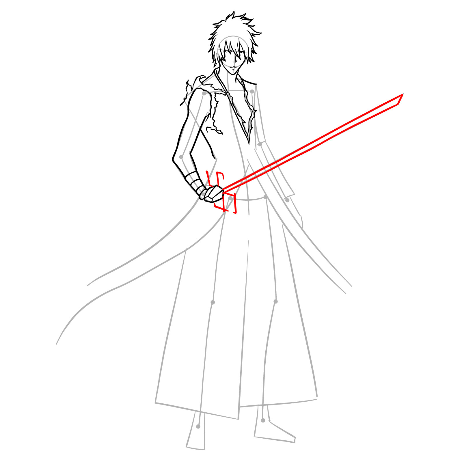 How to Draw Ichigo After Dangai Training - step 11