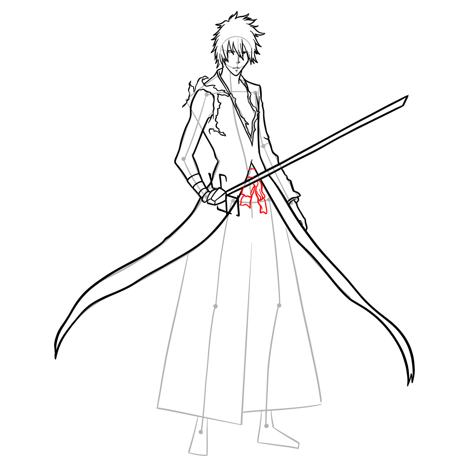 How to Draw Ichigo After Dangai Training - step 14