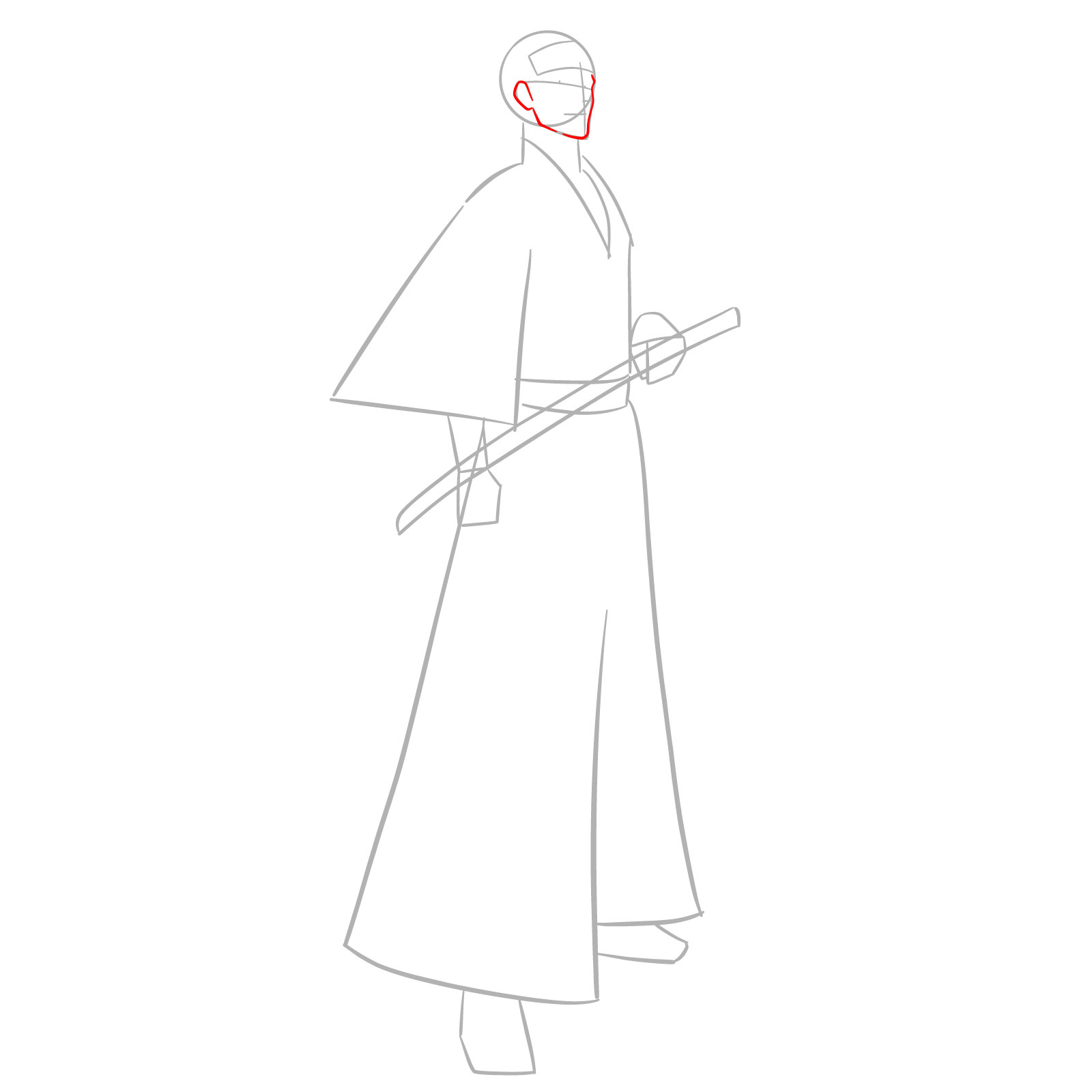 How to Draw Renji Abarai from Bleach RoS - step 03