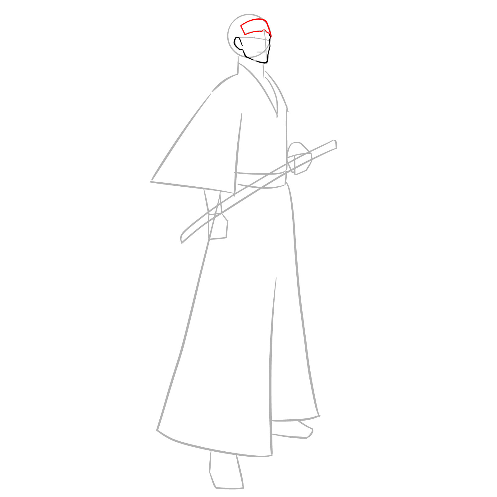 How to Draw Renji Abarai from Bleach RoS - step 04