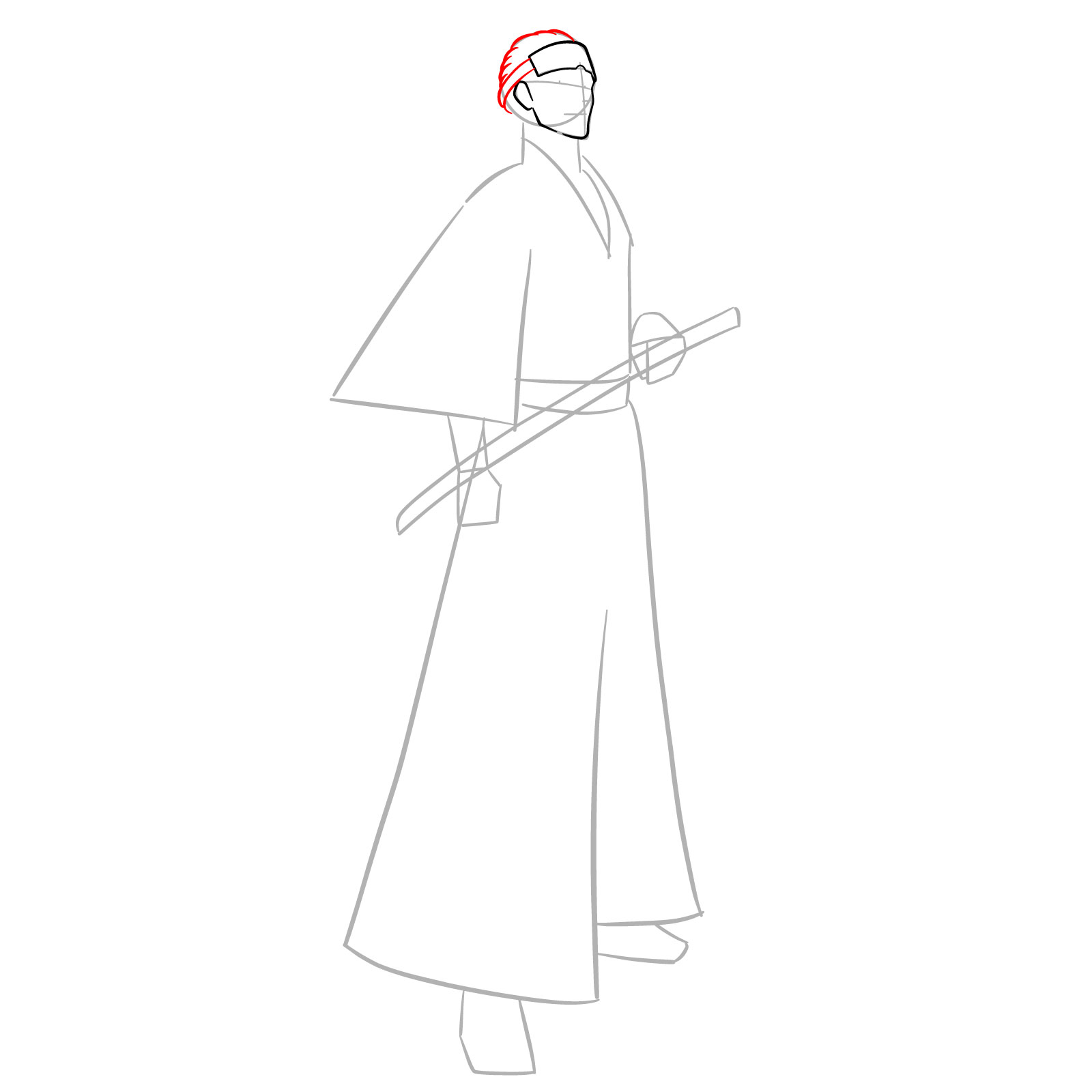How to Draw Renji Abarai from Bleach RoS - step 05