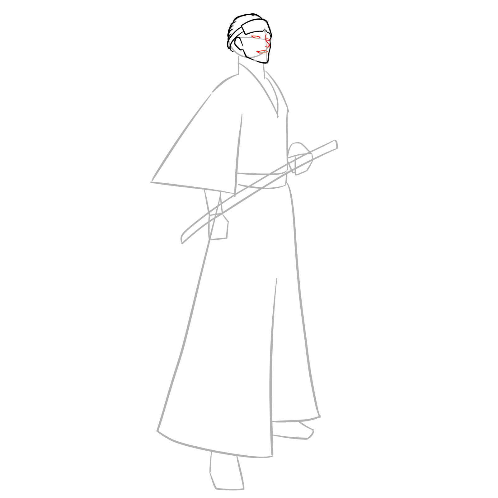 How to Draw Renji Abarai from Bleach RoS - step 06