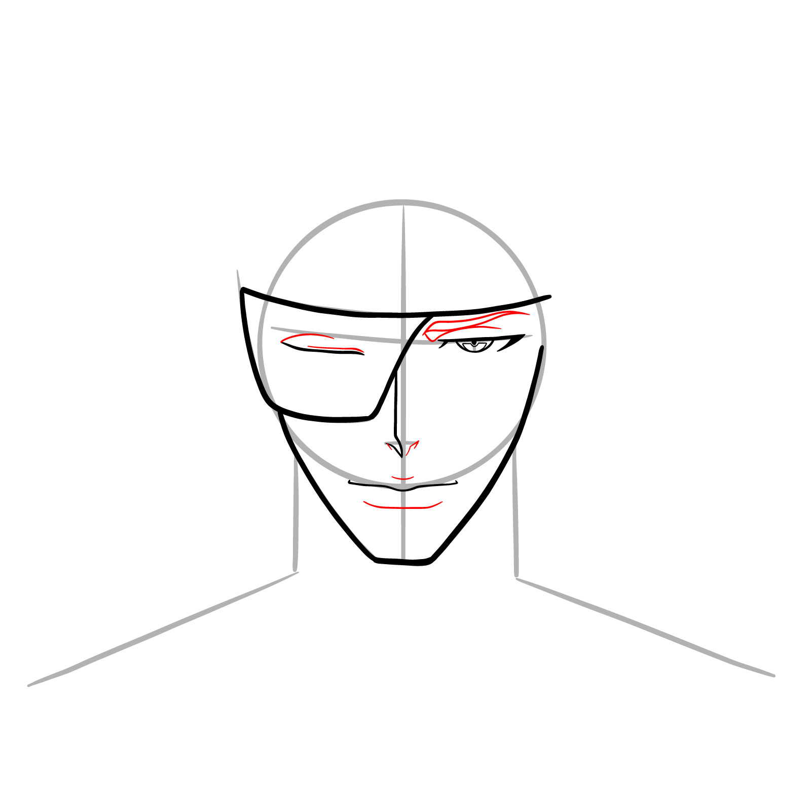 How to Draw Aizen’s Face from Bleach: TYBW - step 08