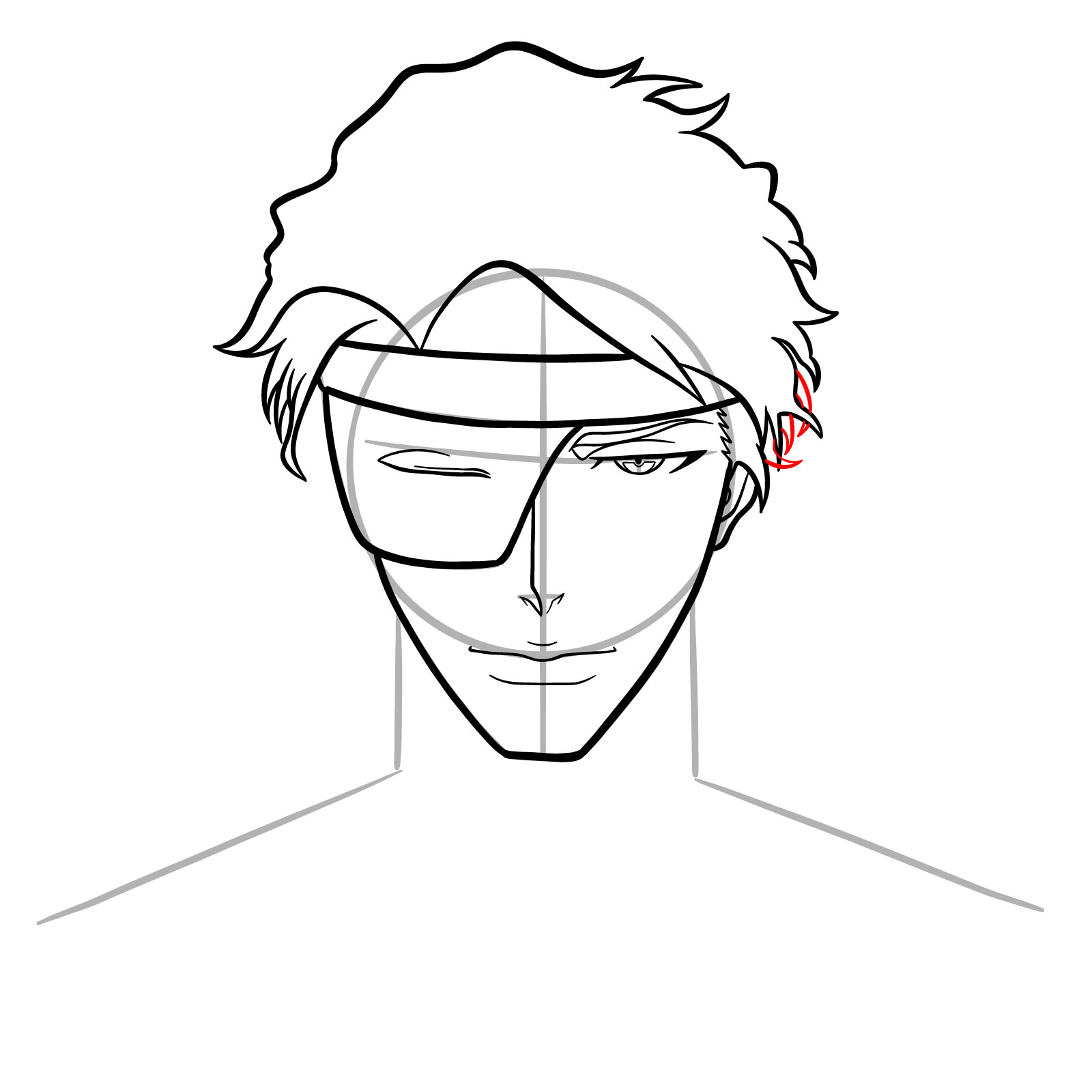 How to Draw Aizen’s Face from Bleach: TYBW - step 15