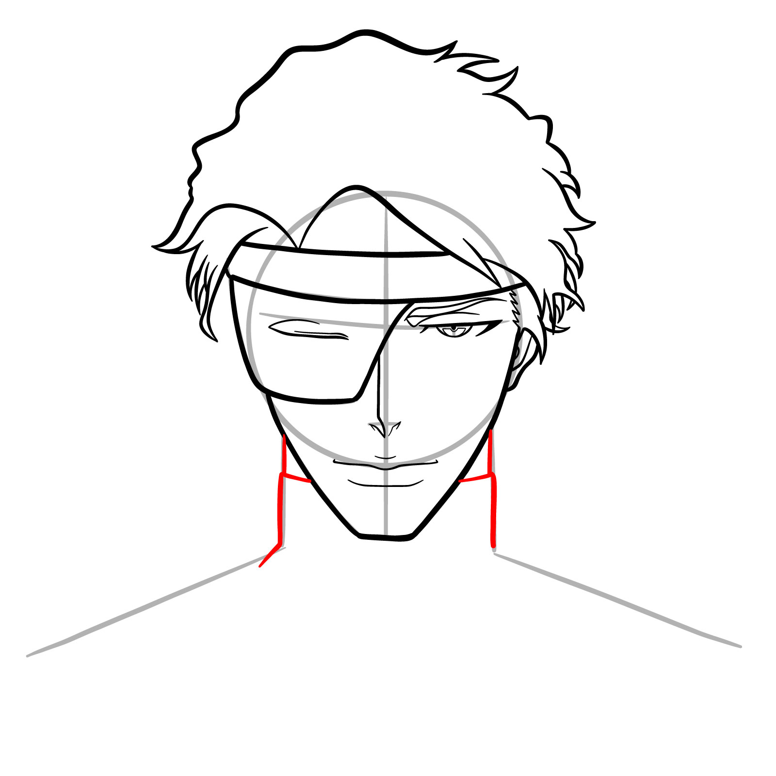 How to Draw Aizen’s Face from Bleach: TYBW - step 16