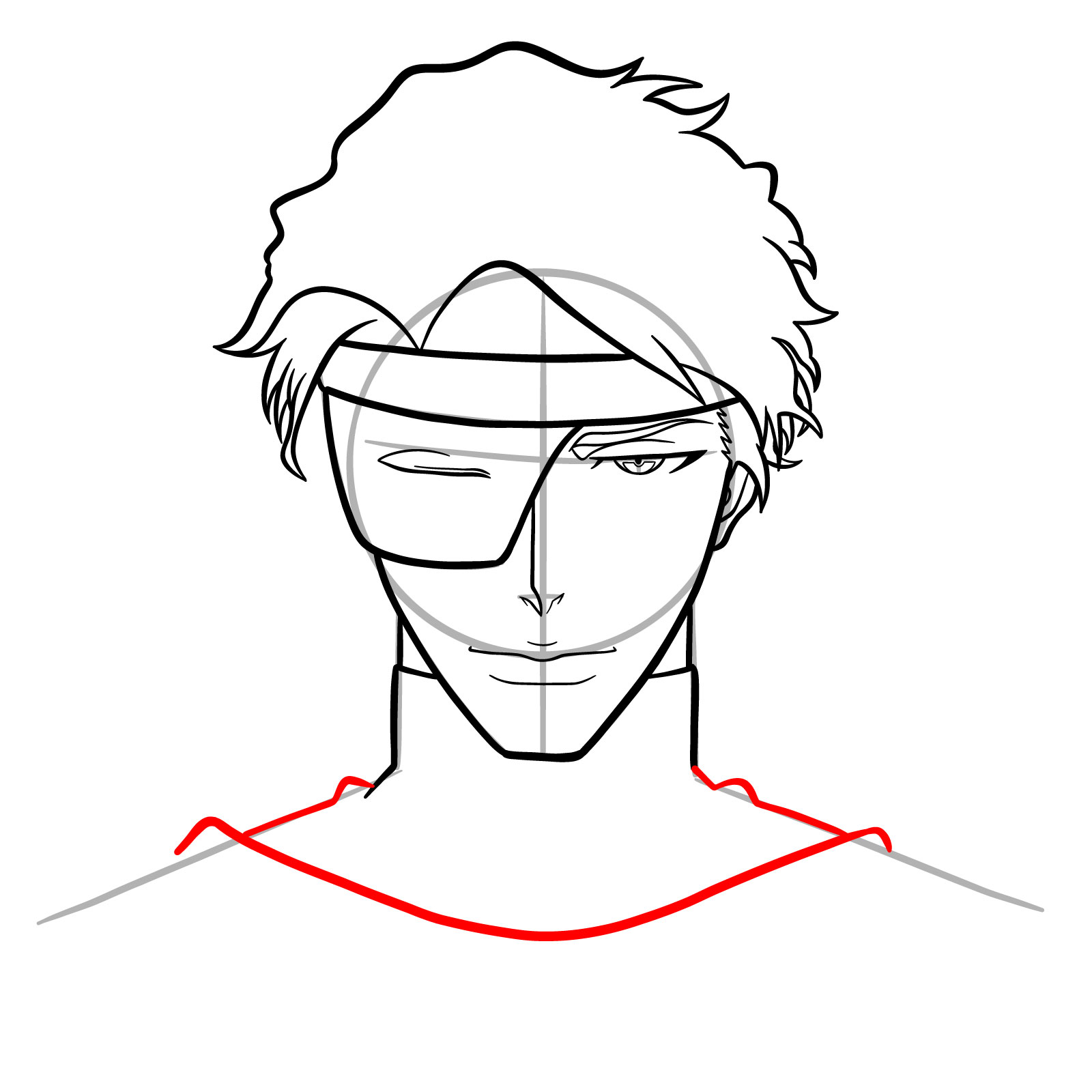How to Draw Aizen’s Face from Bleach: TYBW - step 17