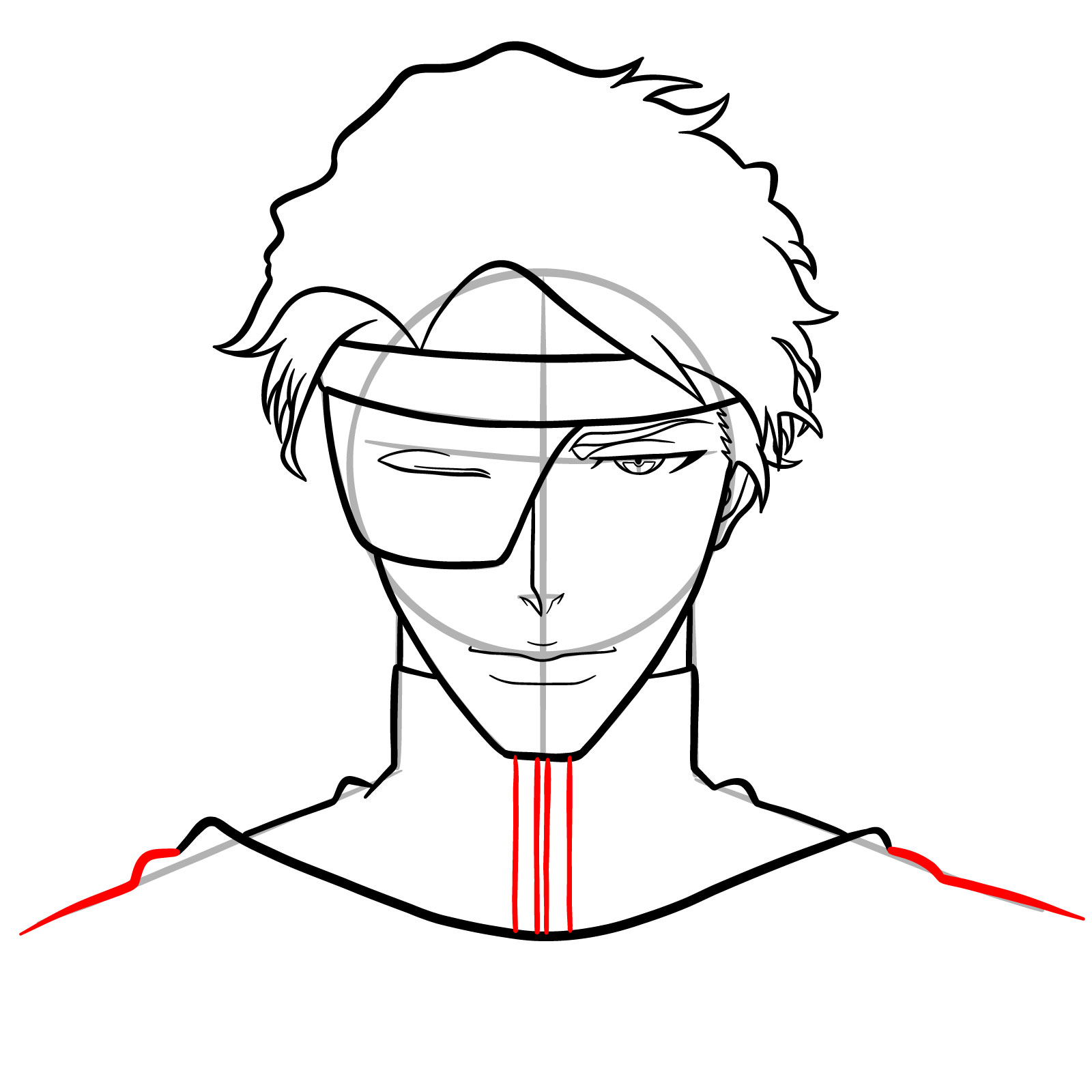 How to Draw Aizen’s Face from Bleach: TYBW - step 18