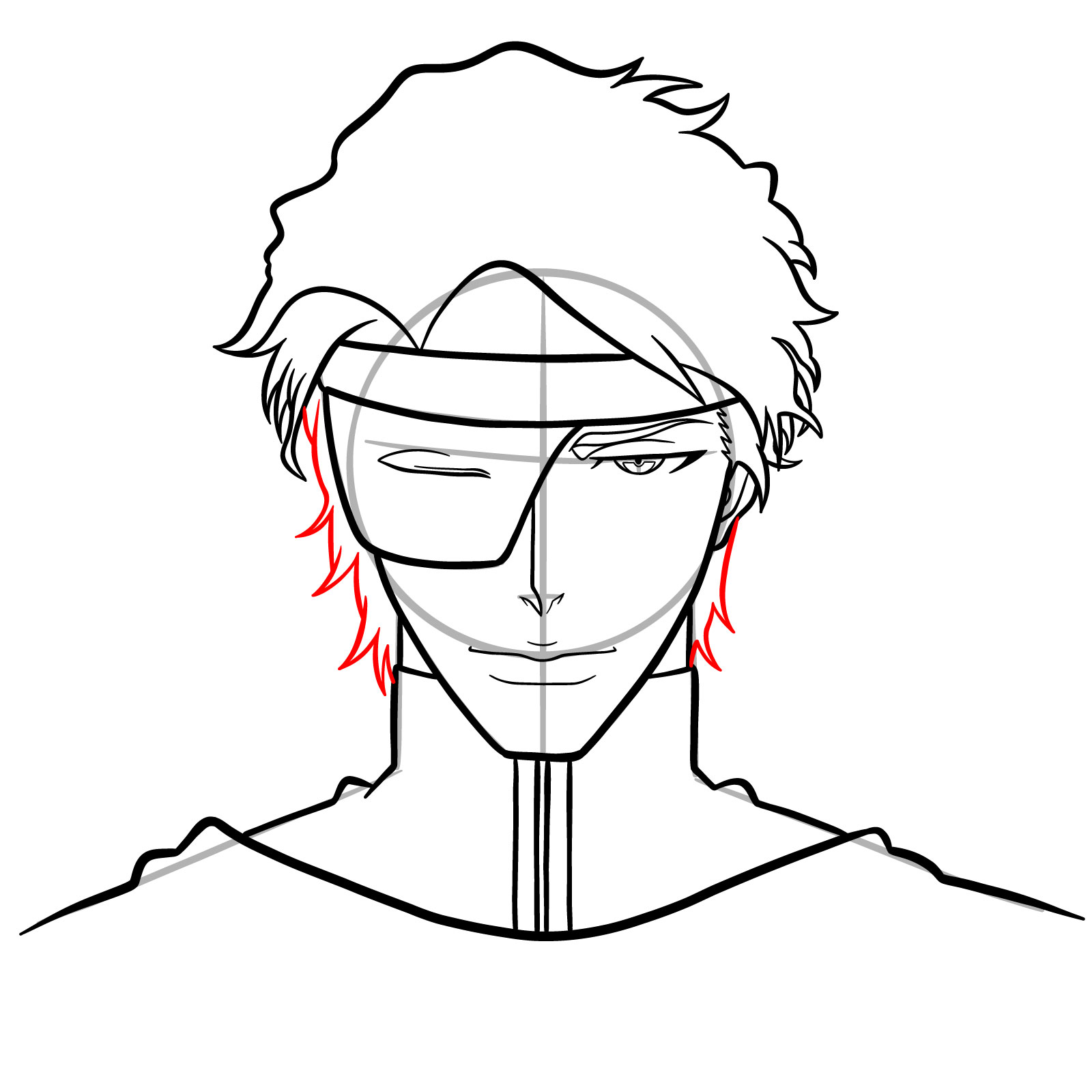 How to Draw Aizen’s Face from Bleach: TYBW - step 19