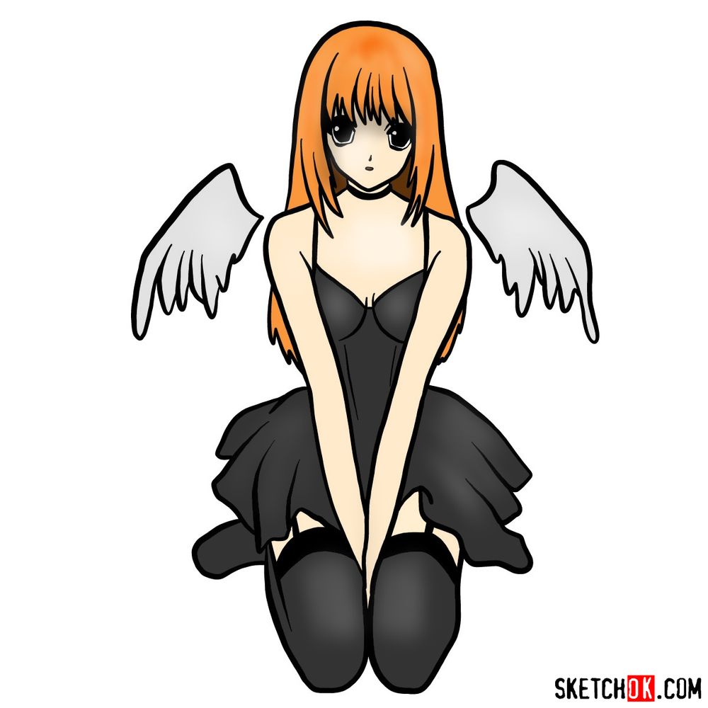 How to draw Misa Amane as an angel | Death Note - Sketchok easy drawing  guides