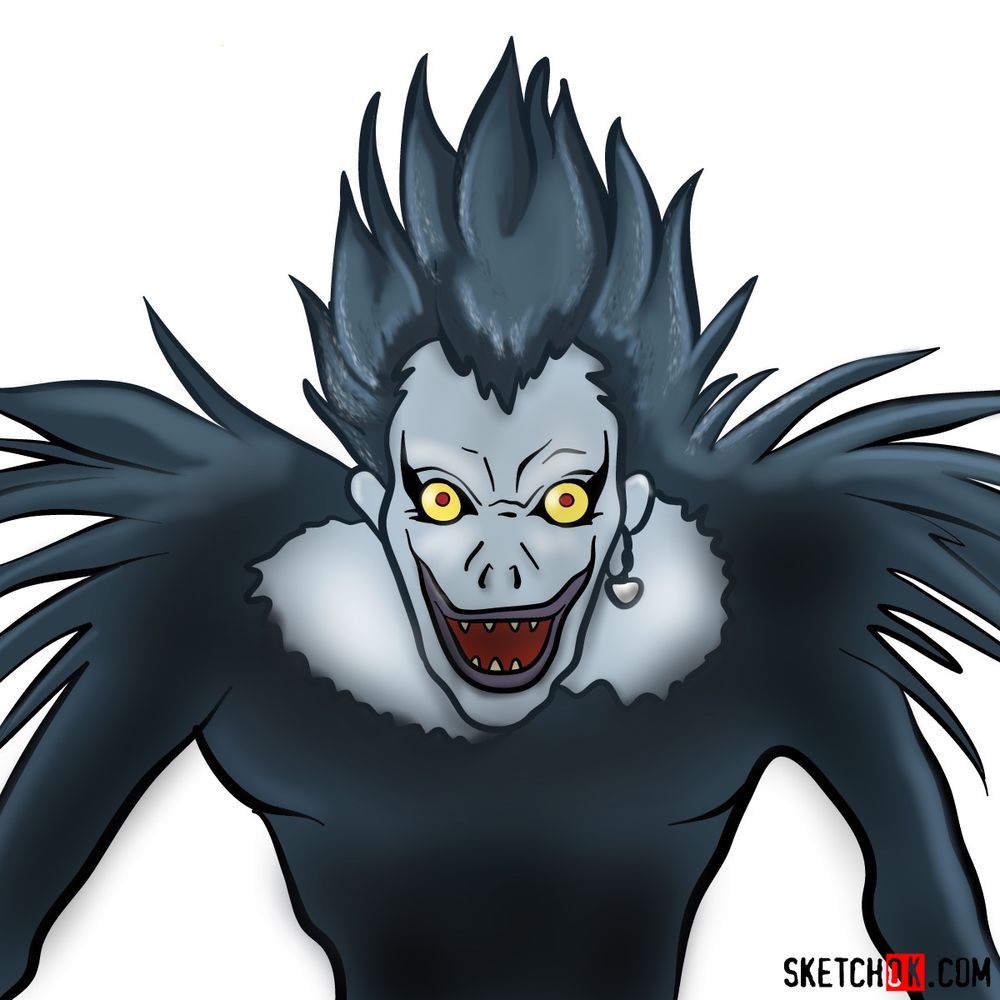 How to draw Ryuk | Death Note - Sketchok easy drawing guides