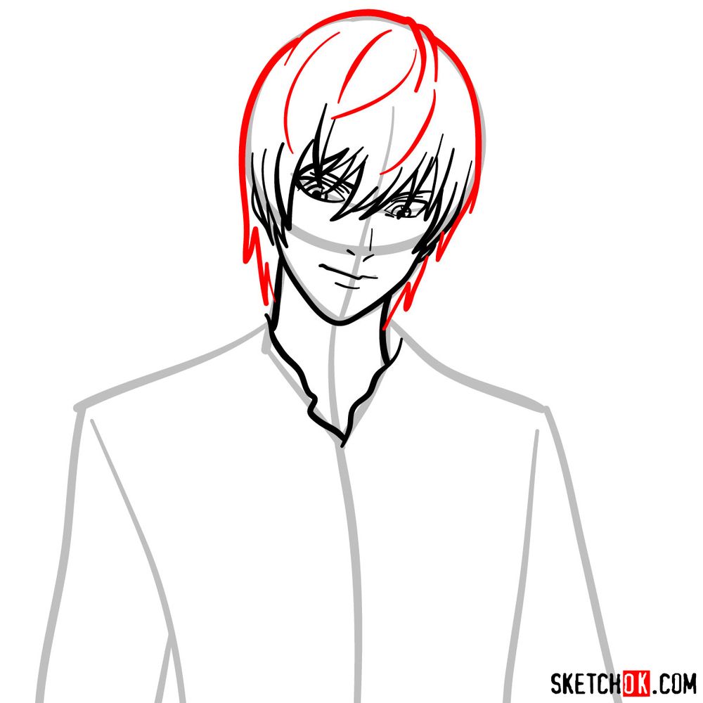 How to draw Light Yagami | Death Note - step 07