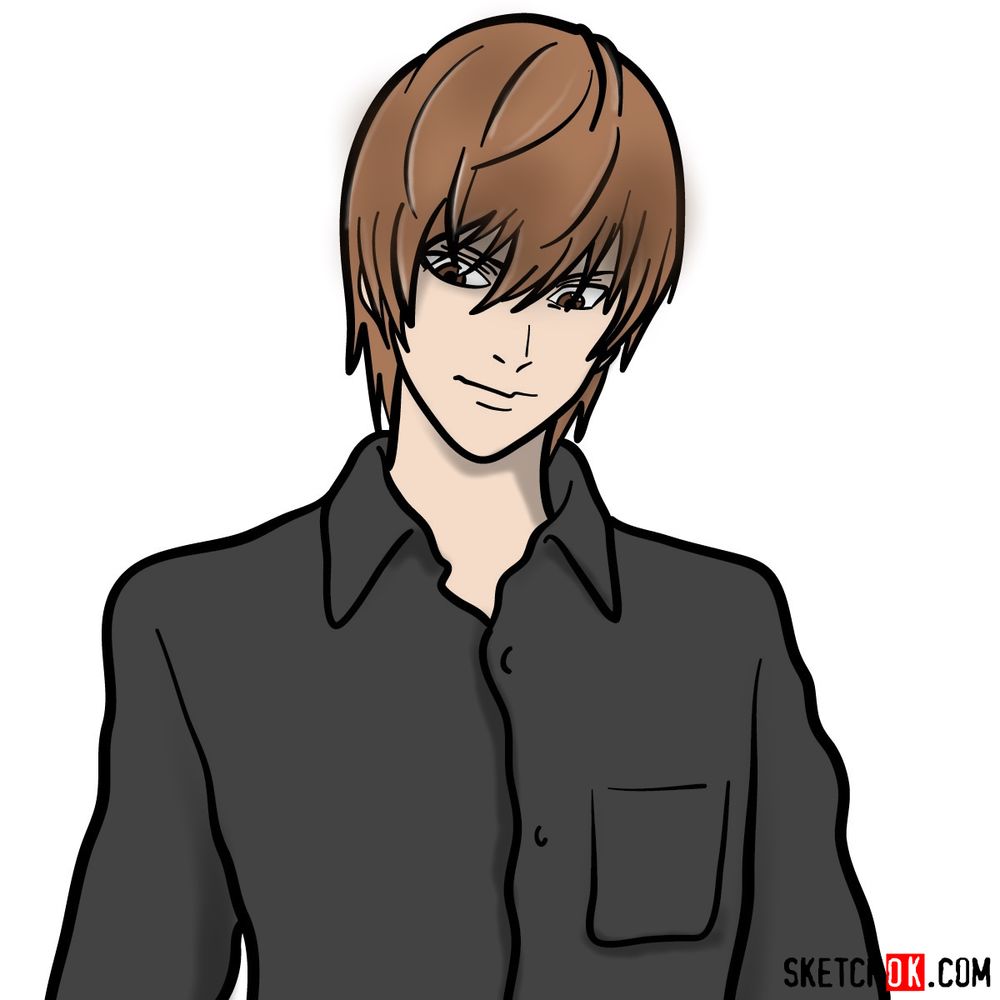 How to draw Light Yagami Death Note Sketchok easy drawing guides