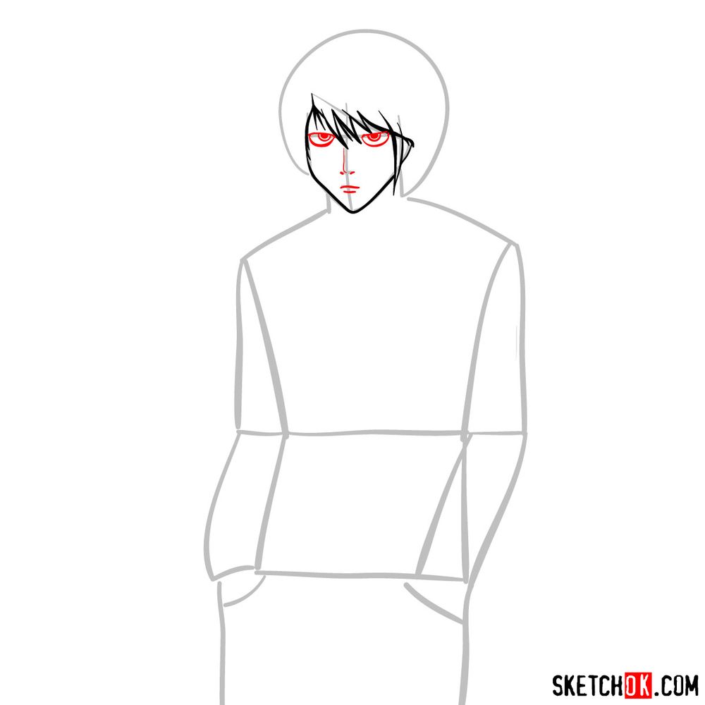 How to draw L Lawliet | Death Note - step 05