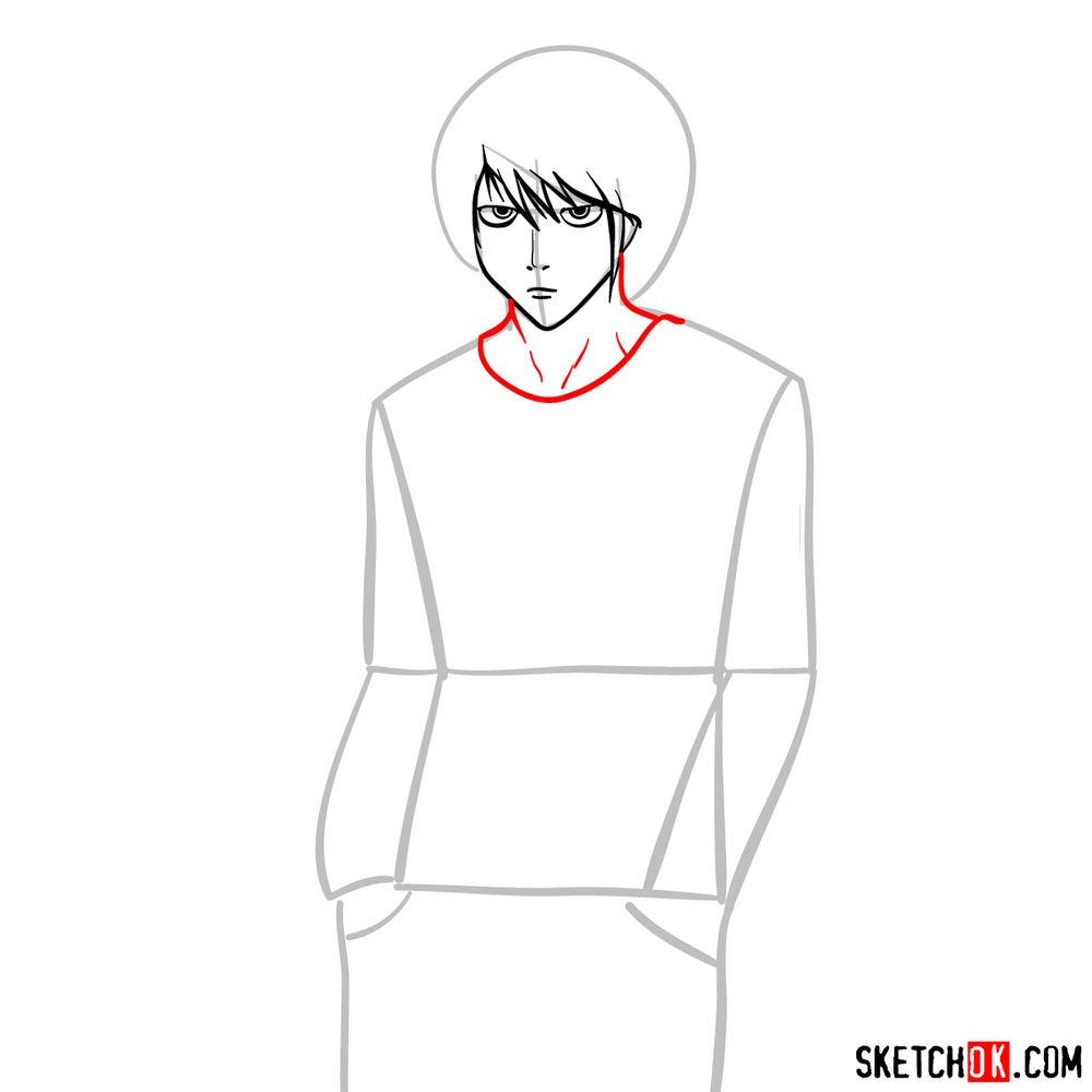 How to draw L Lawliet | Death Note - step 06