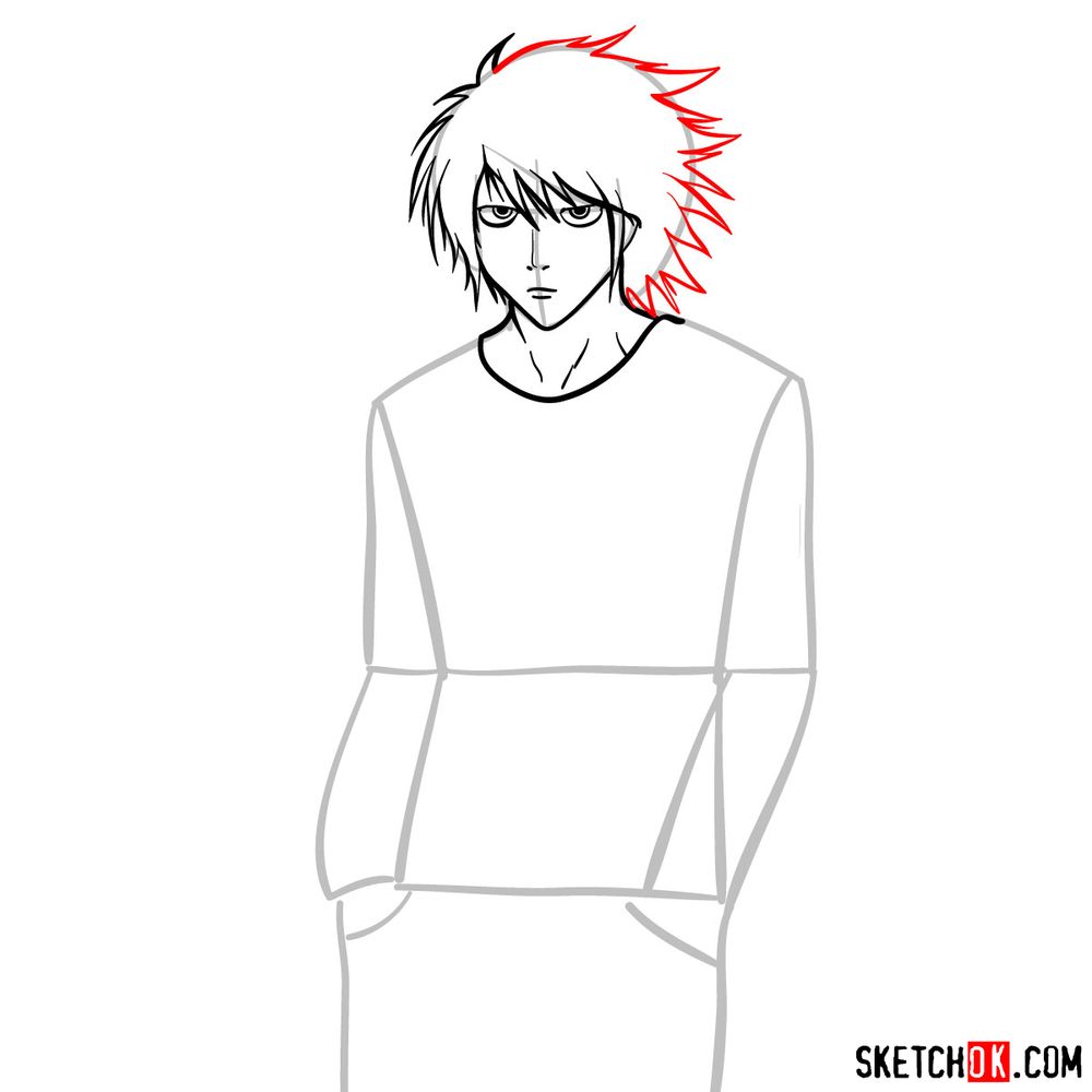 How to draw L Lawliet | Death Note - step 08