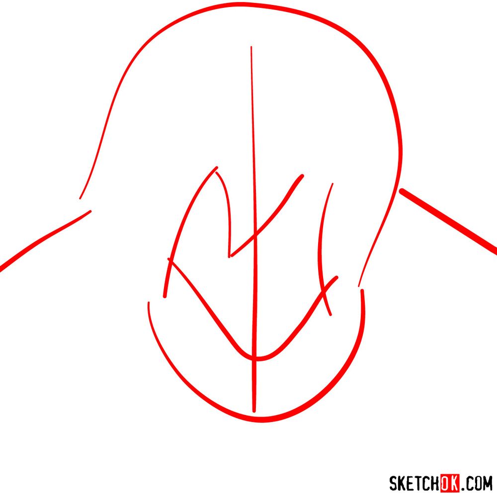 How to draw L Lawliet's face - step 01