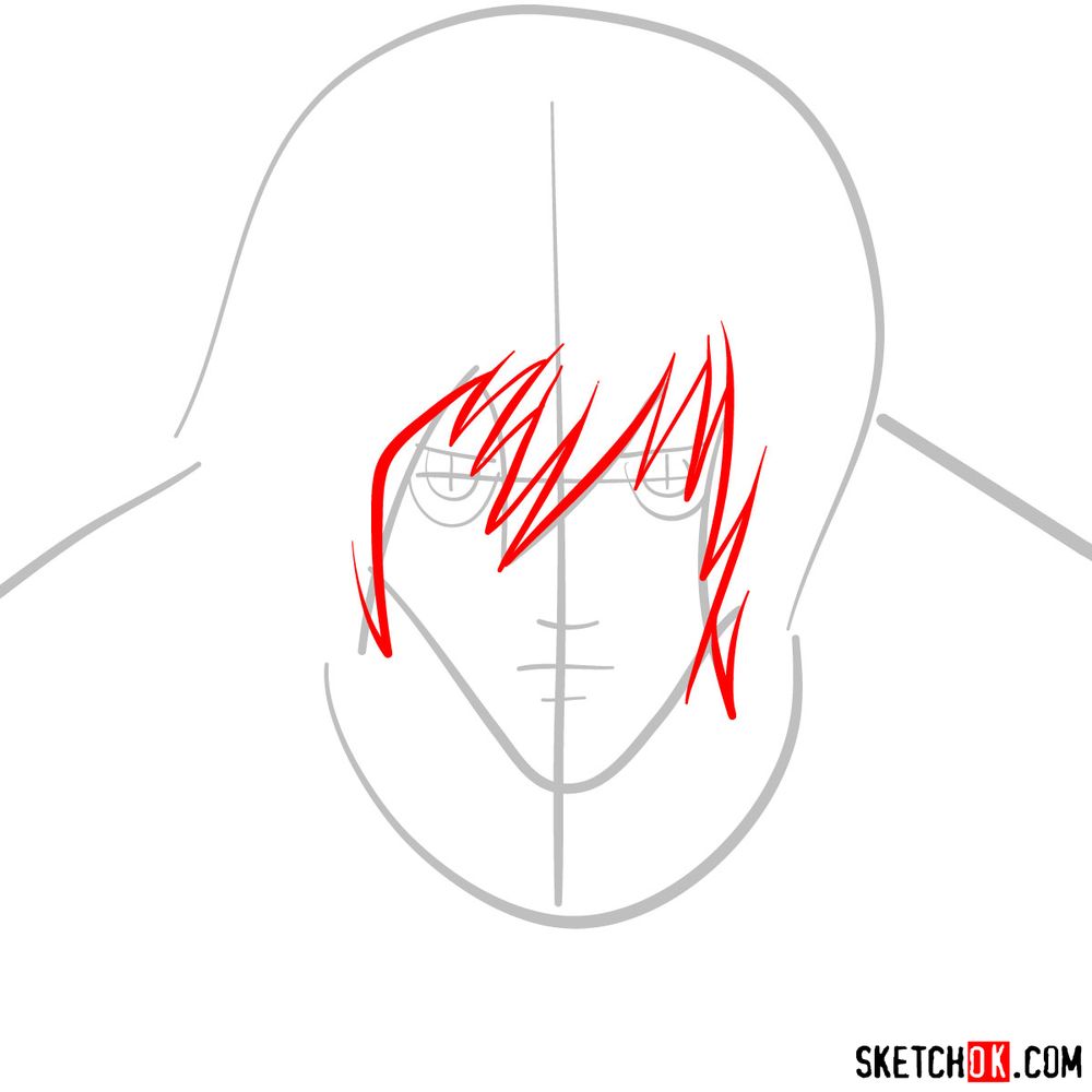 How to draw L Lawliet's face - step 03