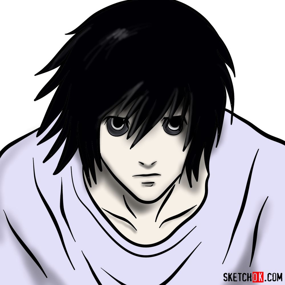 How to draw L Lawliet's face