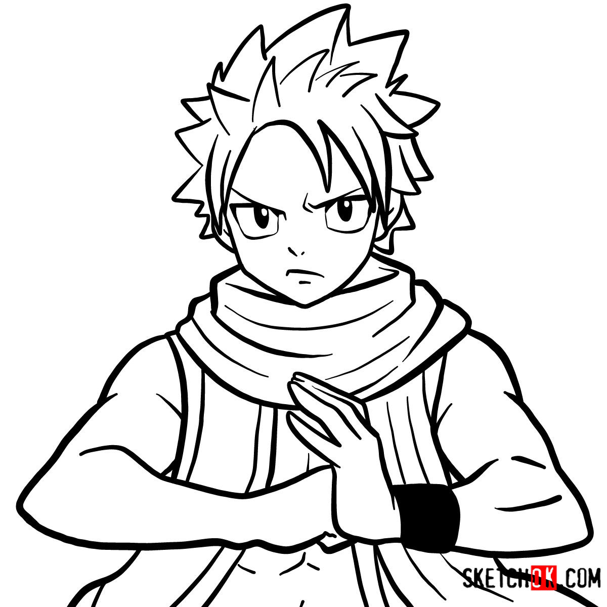 How to draw  Natsu  Dragneel s face Fairy Tail Step by 