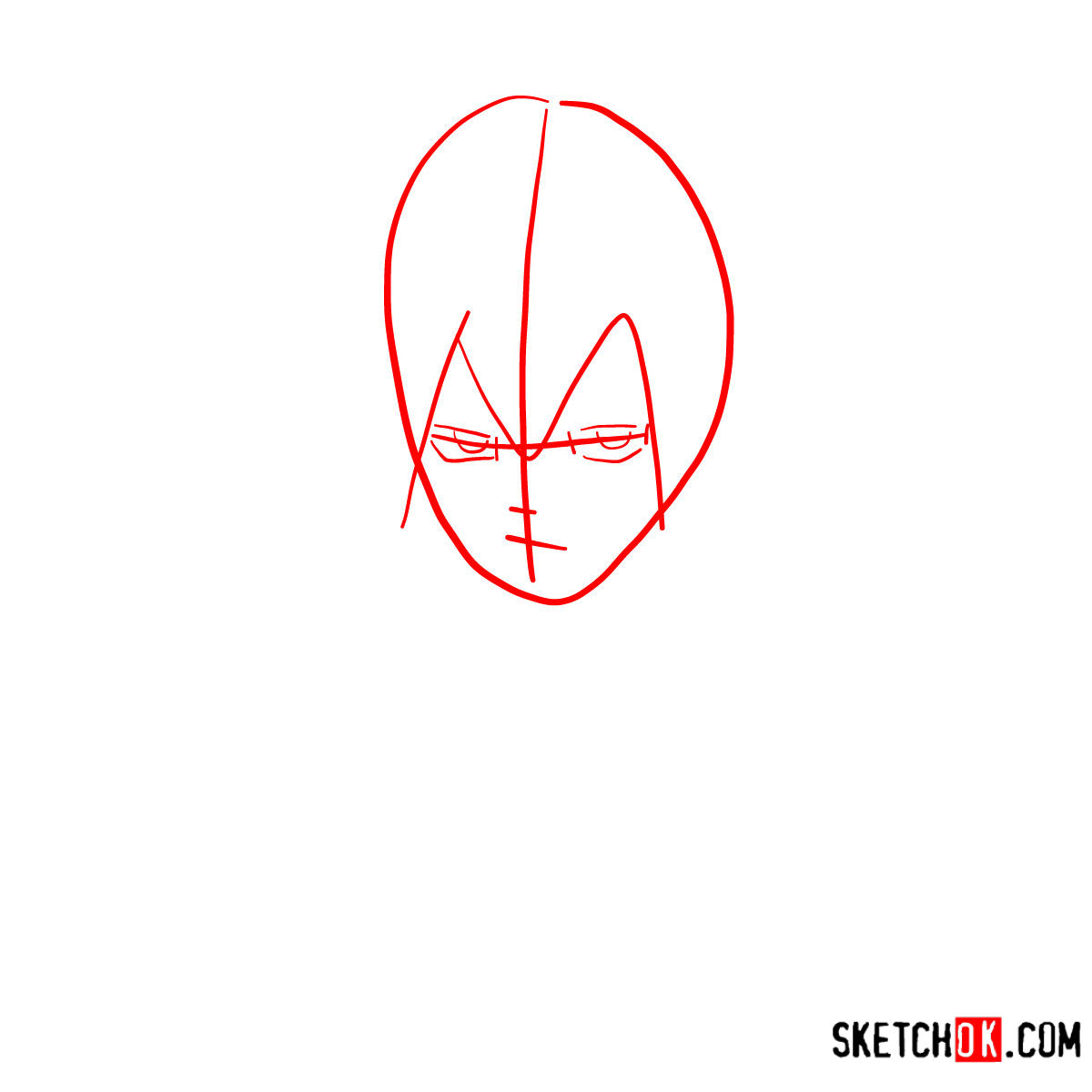 How to draw Gray Fullbuster's face | Fairy Tail - step 01