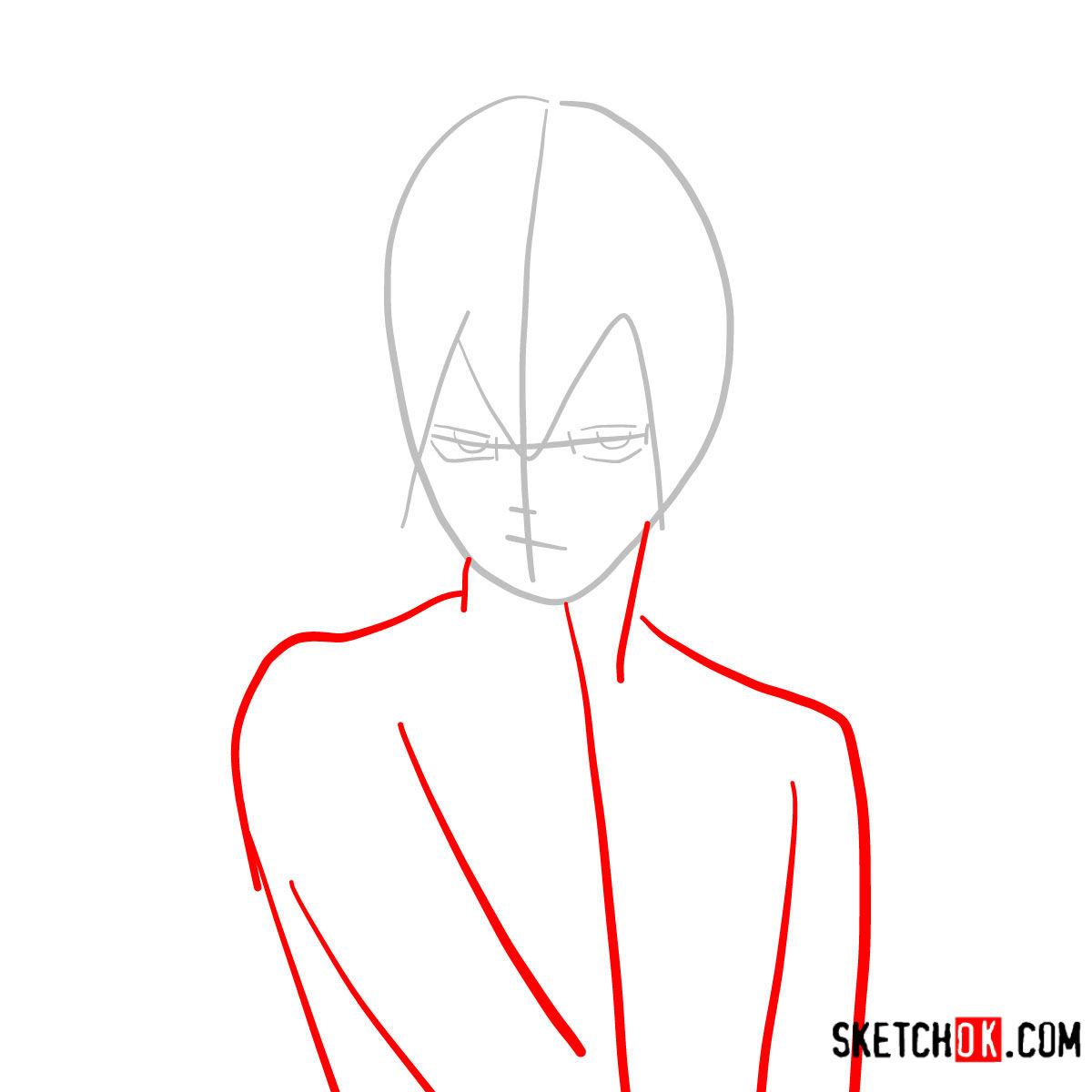 How to draw Gray Fullbuster's face | Fairy Tail - step 02