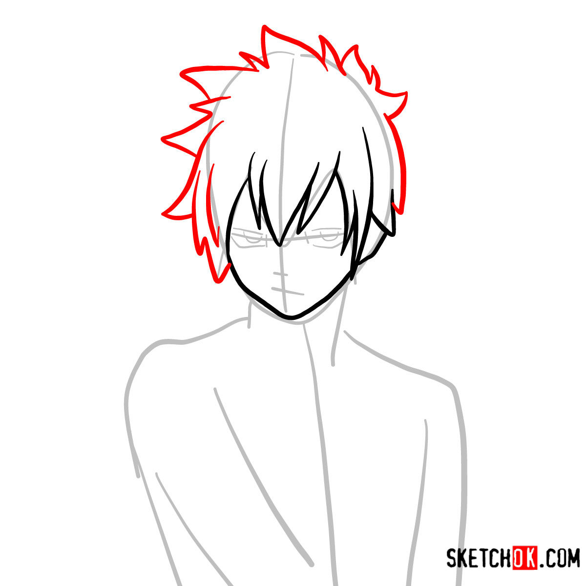 How to draw Gray Fullbuster's face | Fairy Tail - step 04