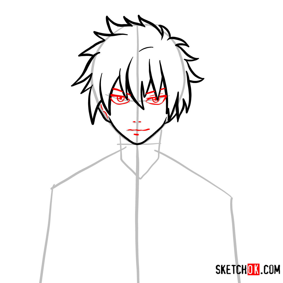 How to draw Jellal Fernandes's face | Fairy Tail - step 05