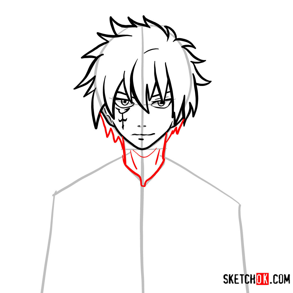 How to draw Jellal Fernandes's face | Fairy Tail - step 07