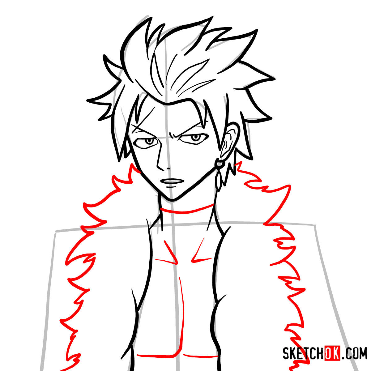 How to draw Sting Eucliffe's face | Fairy Tail - step 08
