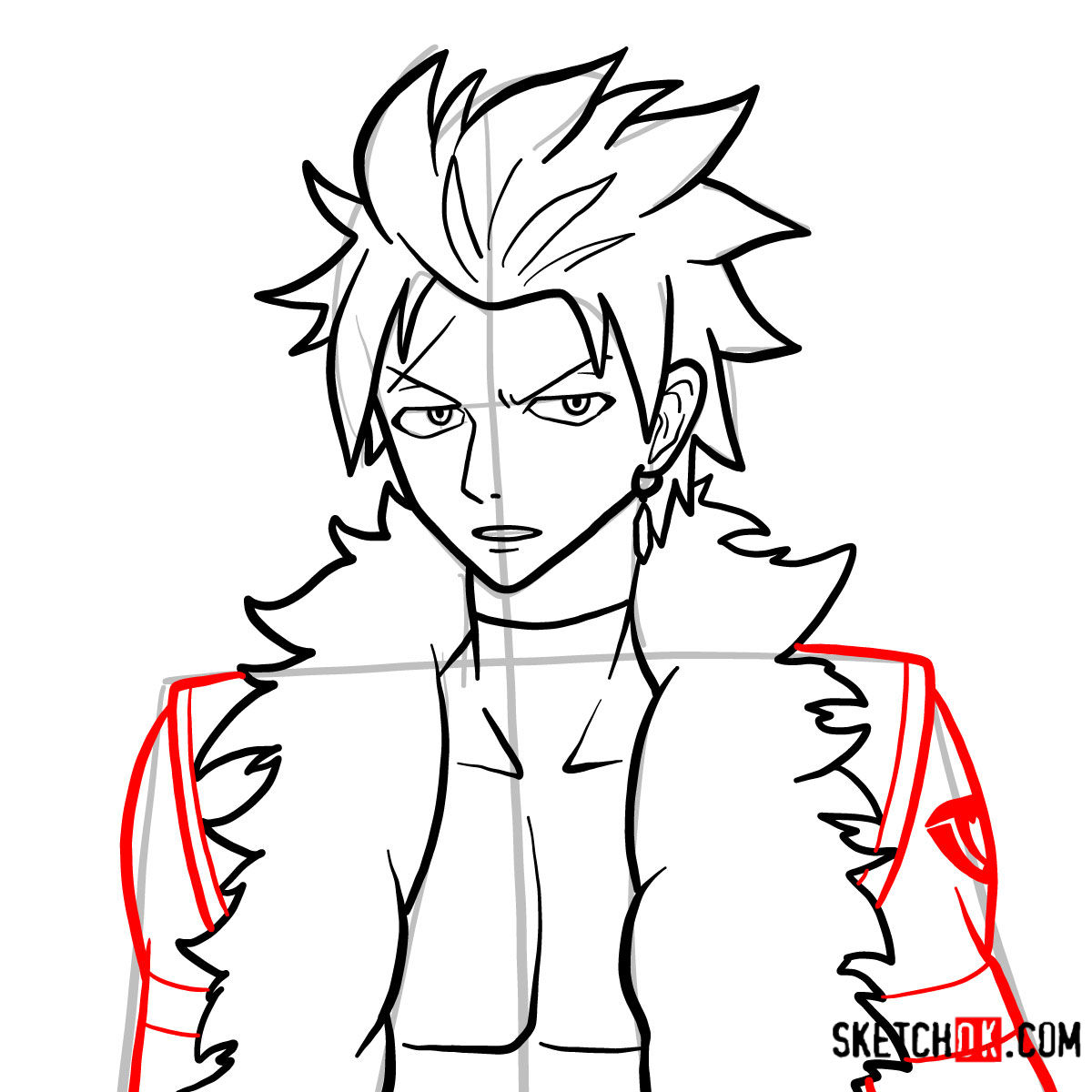 How to draw Sting Eucliffe's face | Fairy Tail - step 09