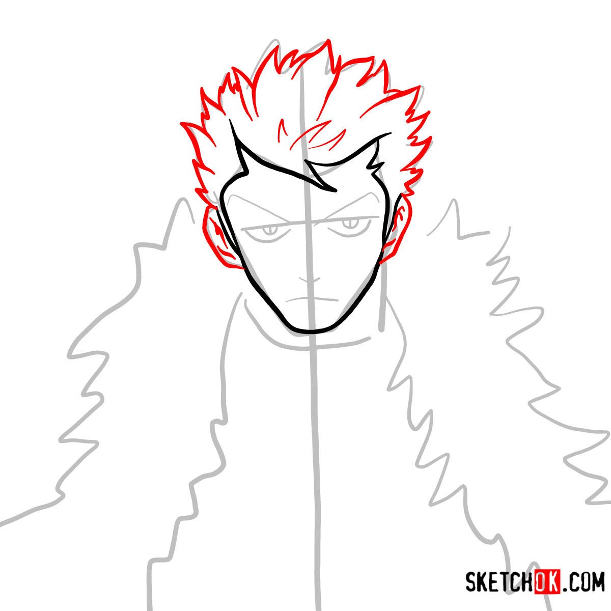 How to draw Laxus Dreyar's face | Fairy Tail - step 04