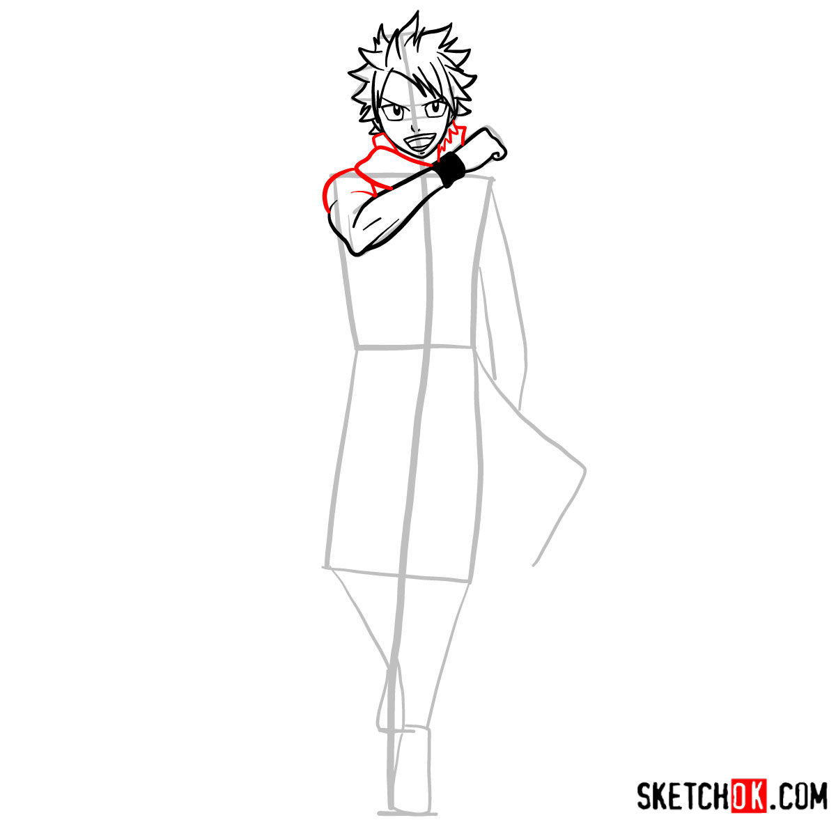 How to draw Natsu Dragneel full growth | Fairy Tail - step 07