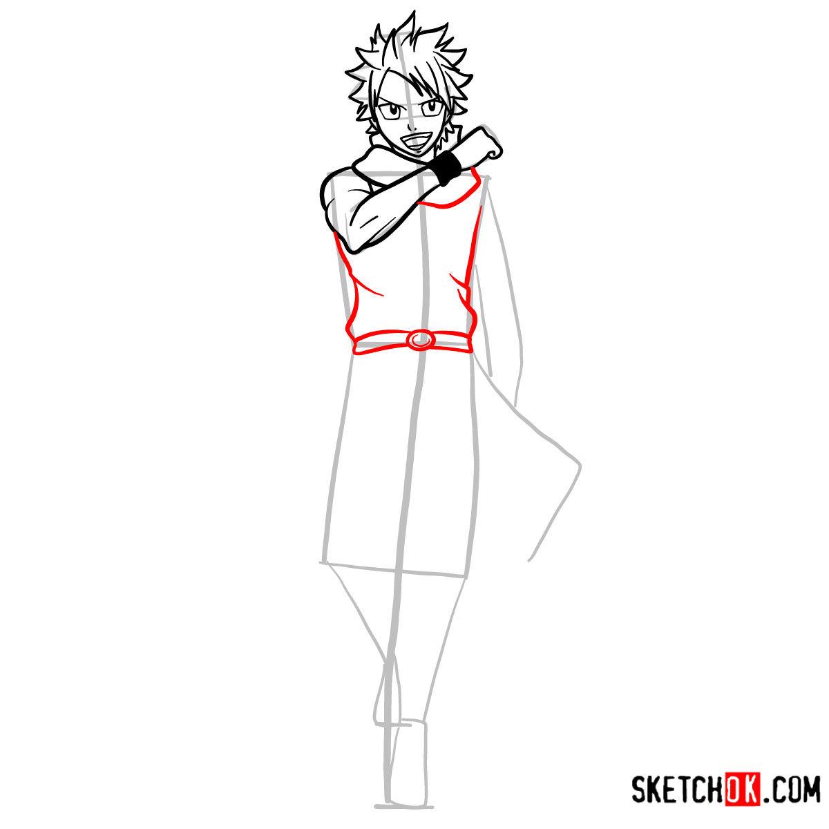 How to draw Natsu Dragneel full growth | Fairy Tail - step 08