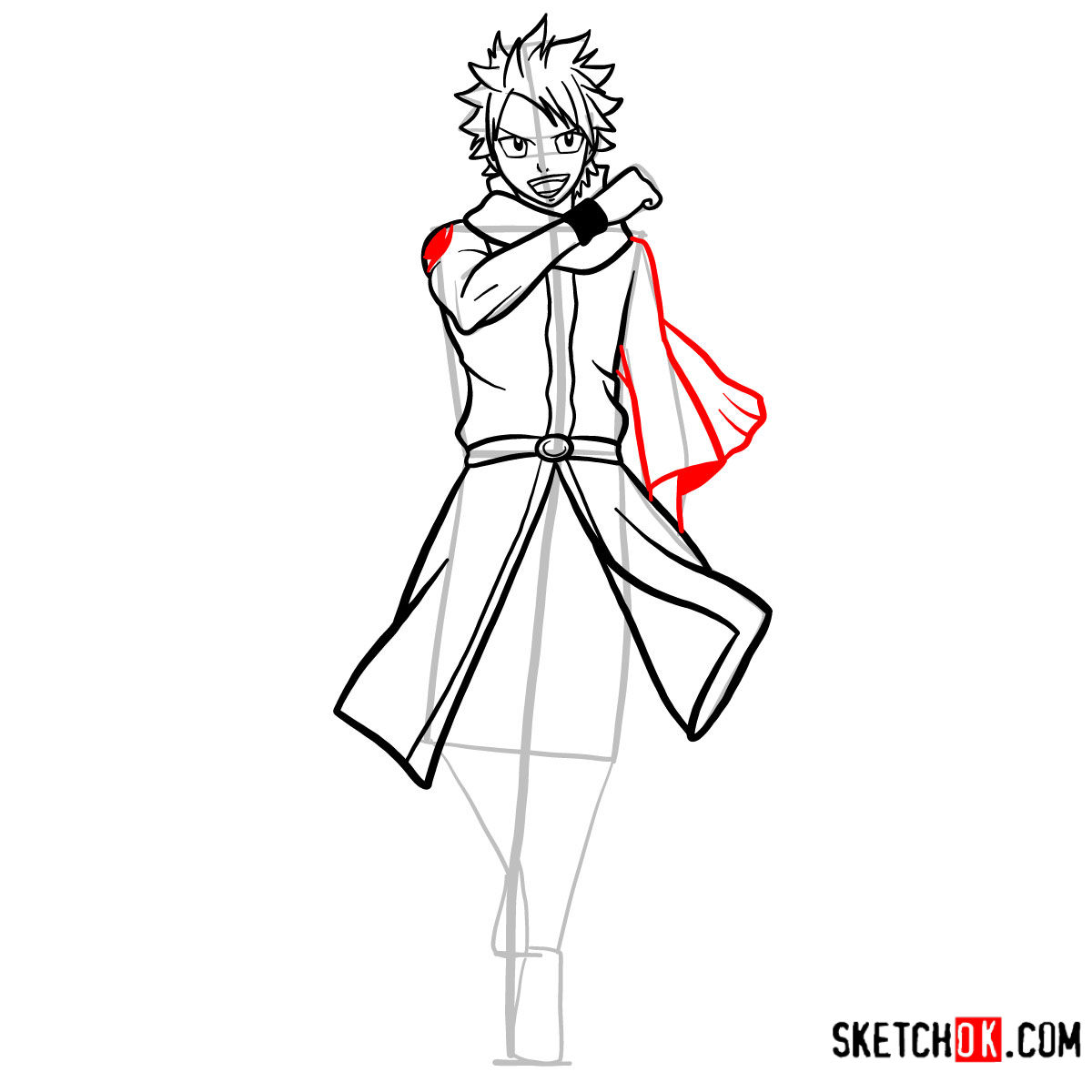 How to draw Natsu Dragneel full growth | Fairy Tail - step 10