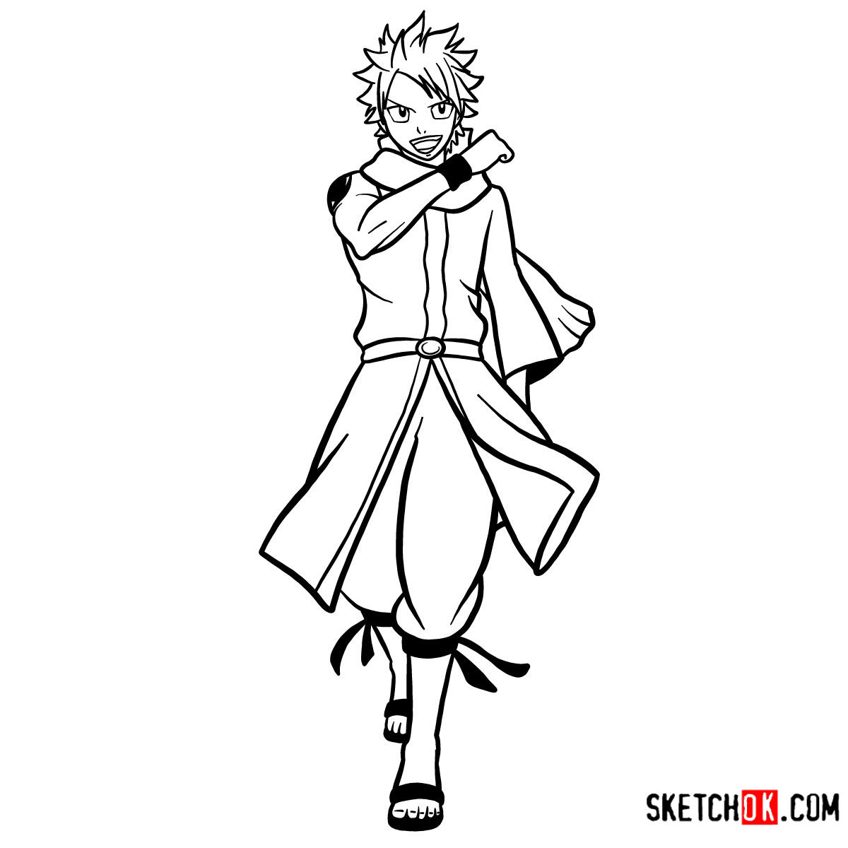 How To Draw Natsu Dragneel S Face Fairy Tail Sketchok Easy Drawing Guides