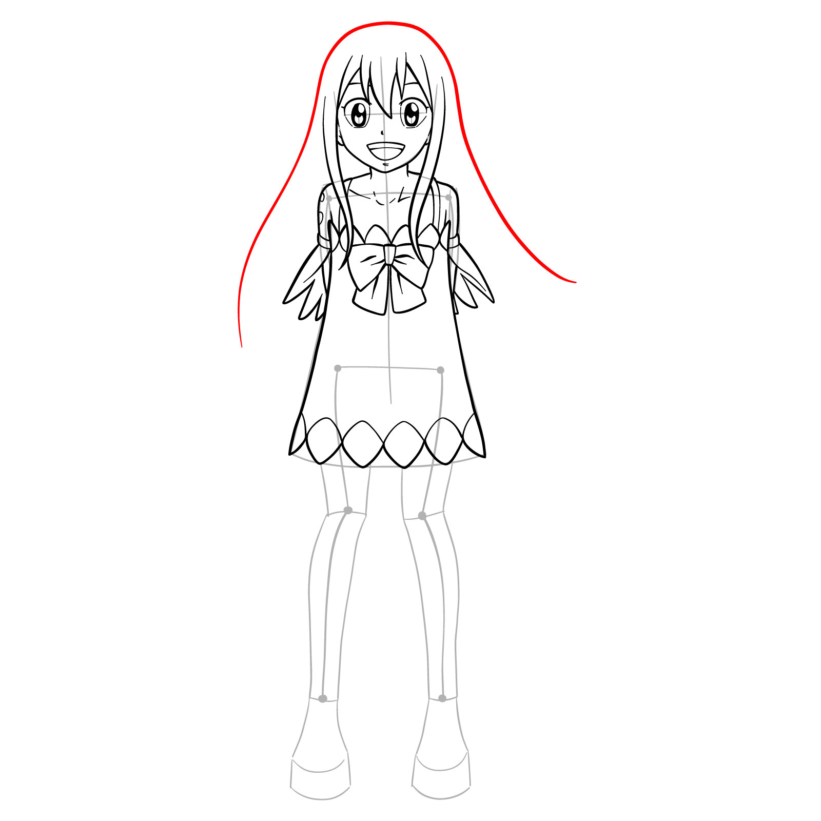 How to draw Wendy Marvell from Fairy Tail - step 17