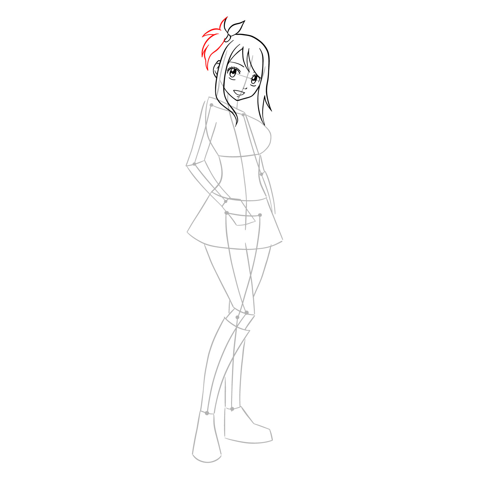 How to draw Lucy Heartfilia from Fairy Tail - step 12