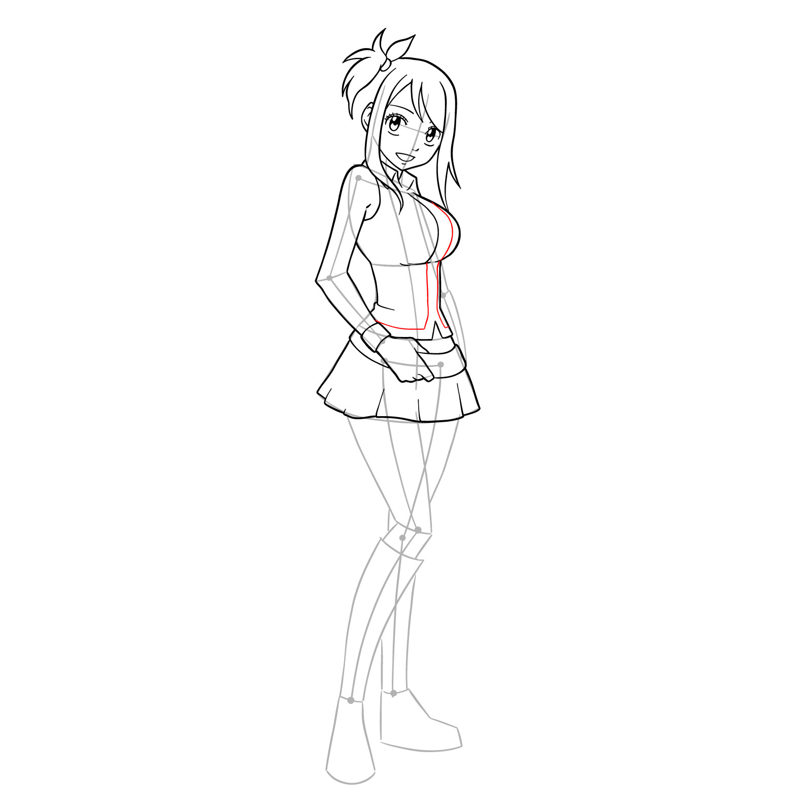 How to draw Lucy Heartfilia from Fairy Tail - step 22