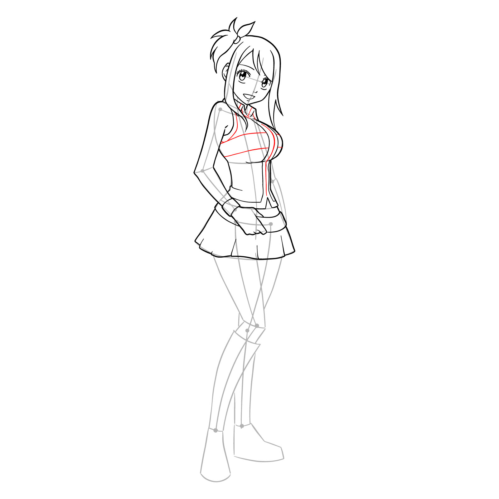 How to draw Lucy Heartfilia from Fairy Tail - step 23