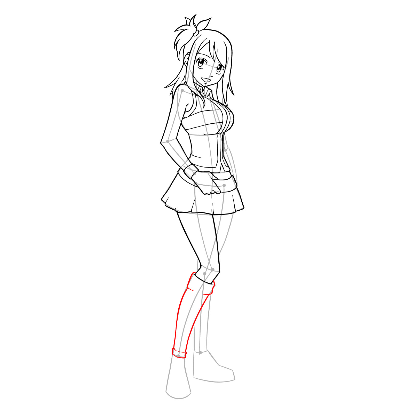 How to draw Lucy Heartfilia from Fairy Tail - step 26