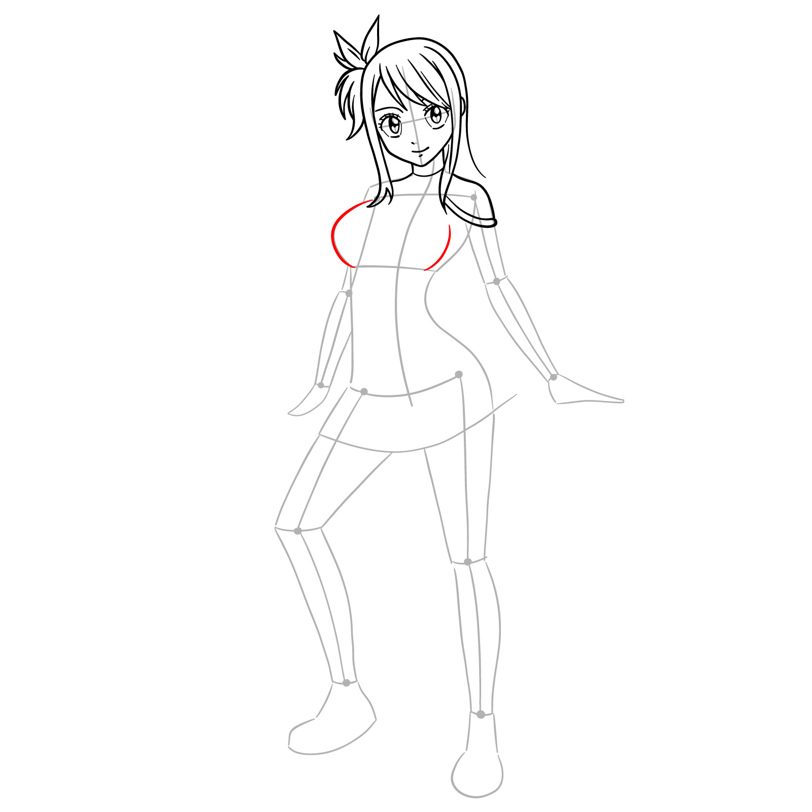 How to draw Lucy Heartfilia in a new outfit - step 14
