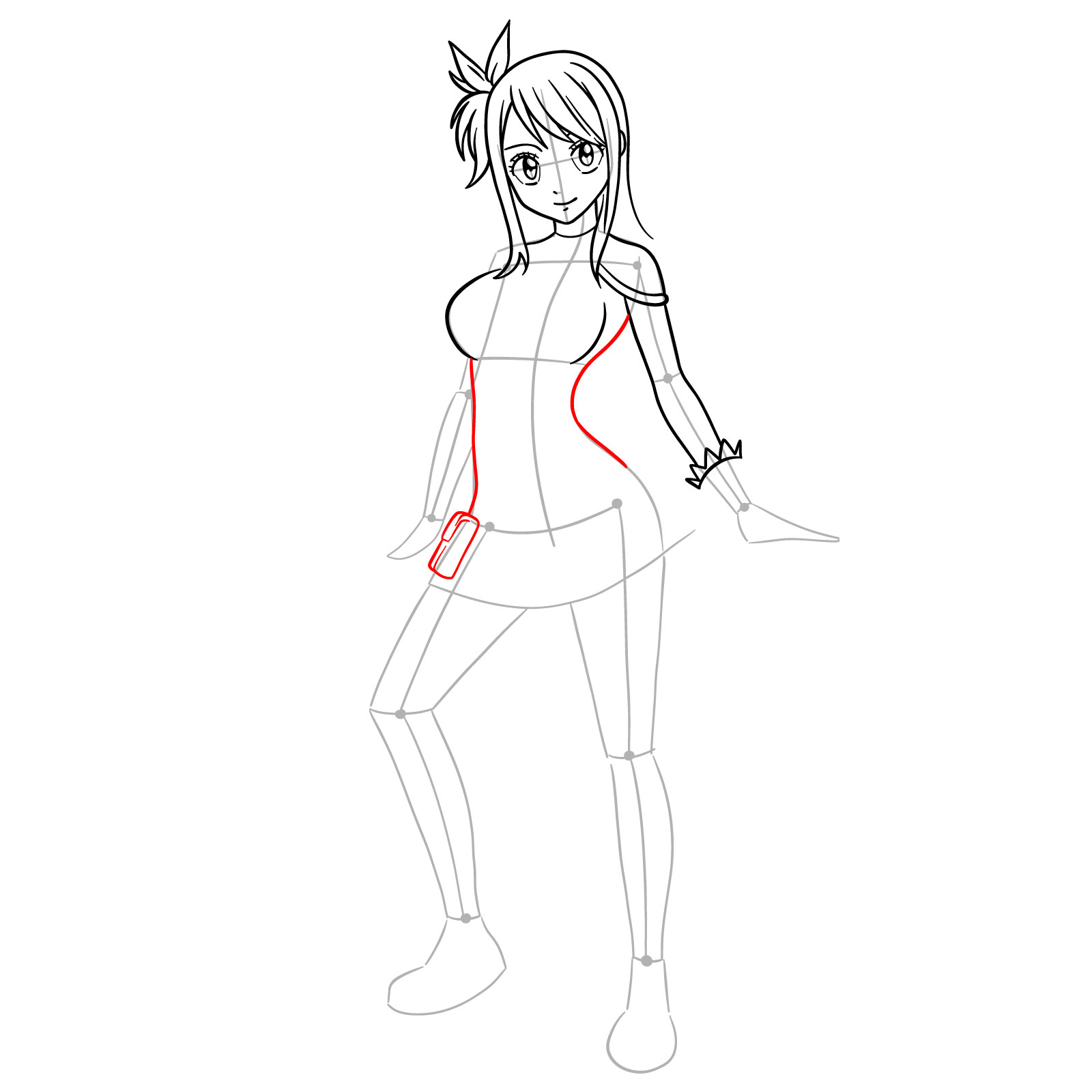 How to draw Lucy Heartfilia in a new outfit - step 16