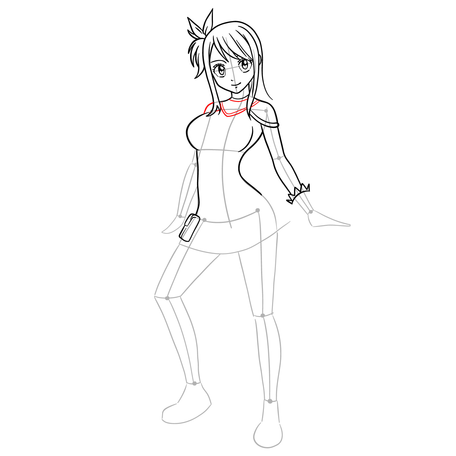 How to draw Lucy Heartfilia in a new outfit - step 17