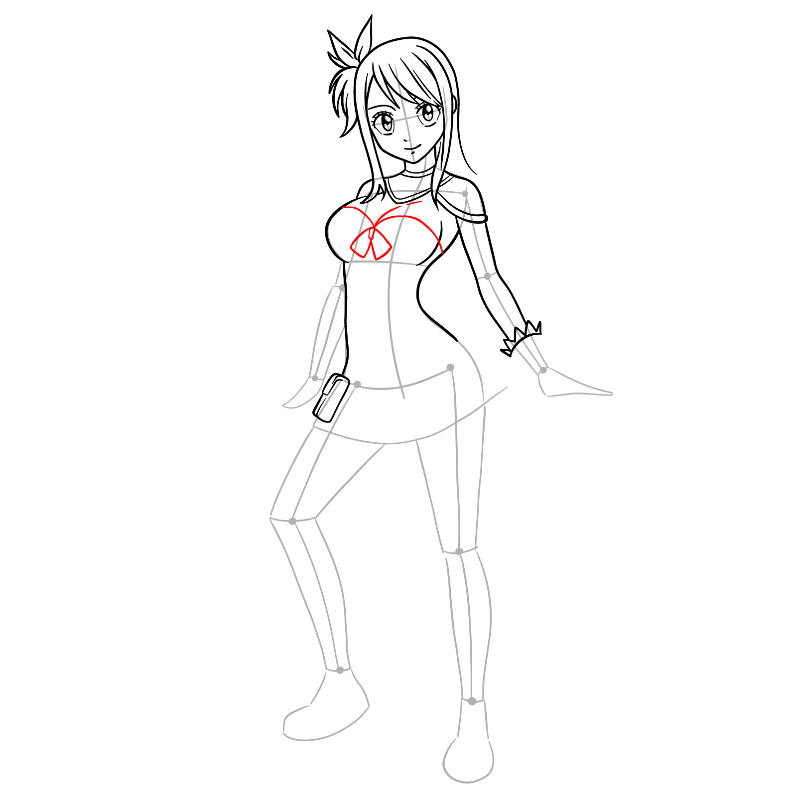How to draw Lucy Heartfilia in a new outfit - step 18