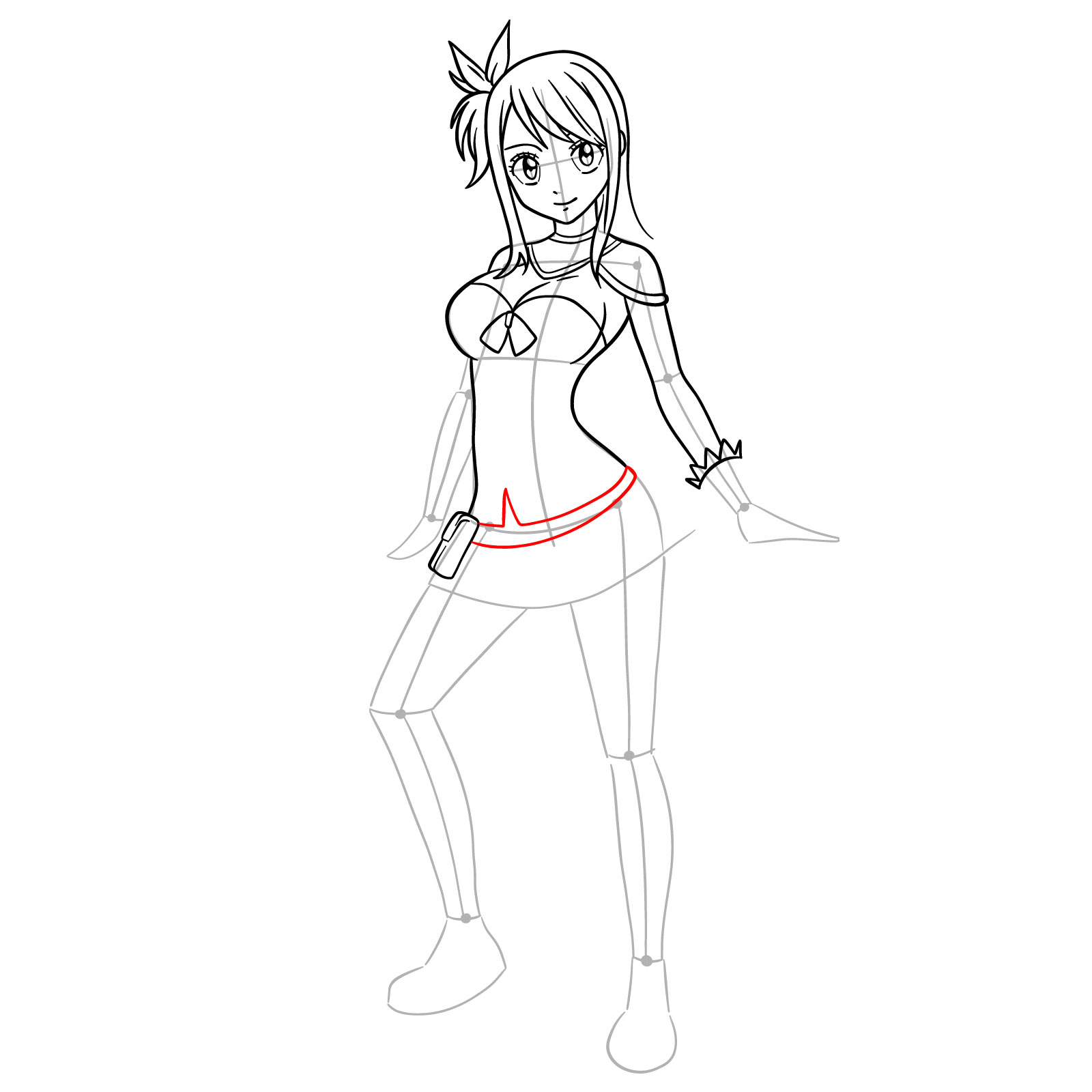 How to draw Lucy Heartfilia in a new outfit - step 19