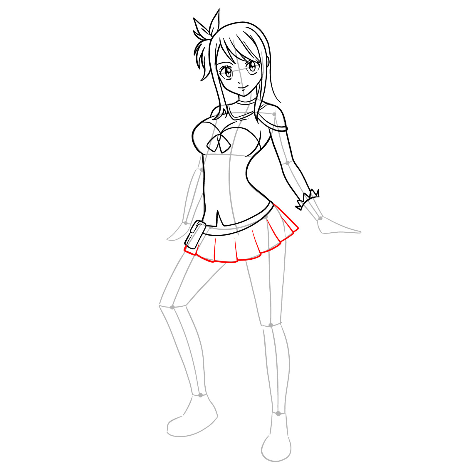 How to draw Lucy Heartfilia in a new outfit - step 20