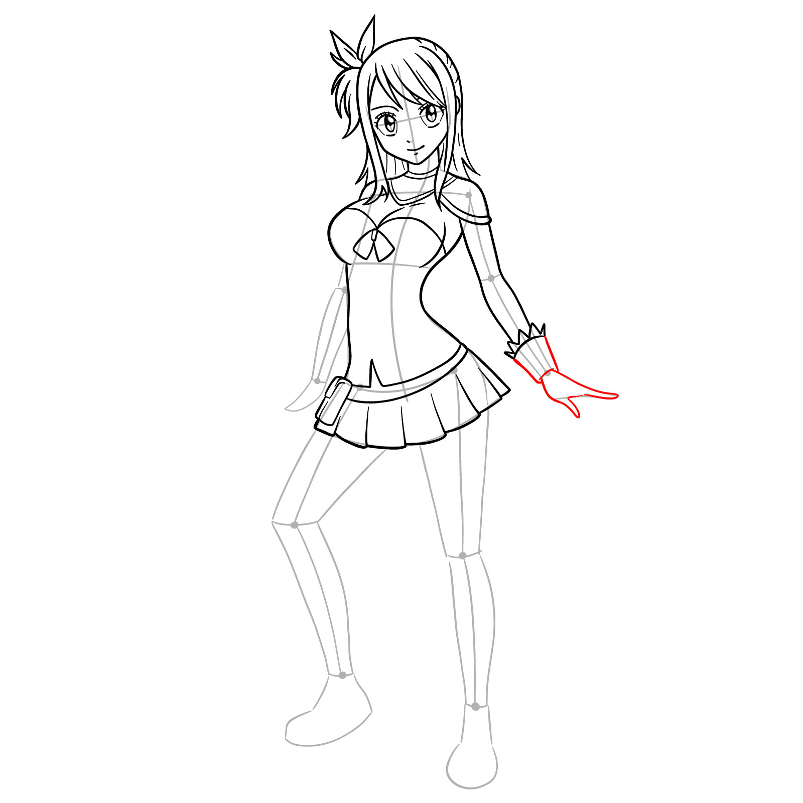 How to draw Lucy Heartfilia in a new outfit - step 22